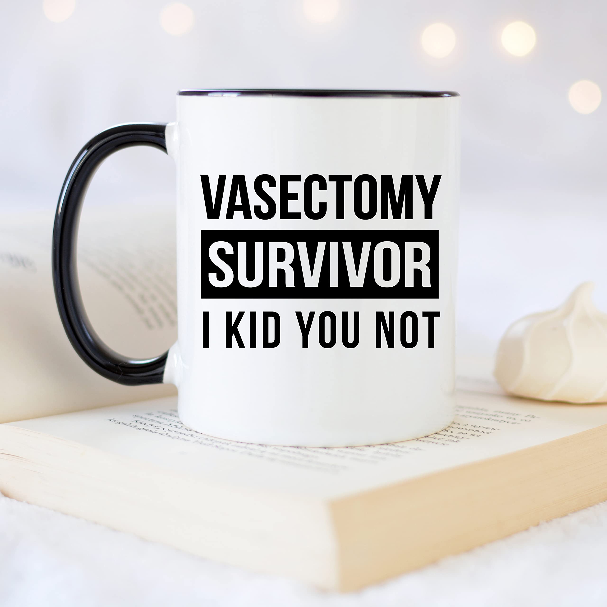YouNique Designs Vasectomy Coffee Mug for Men - 11oz Funny Gag Gift, Get Well Present for Vasectomy Recovery - Perfect for Post-Surgery Humor & Coffee Lovers (Black Handle) - Great for Hospital Recovery, Office Use & Gift Giving