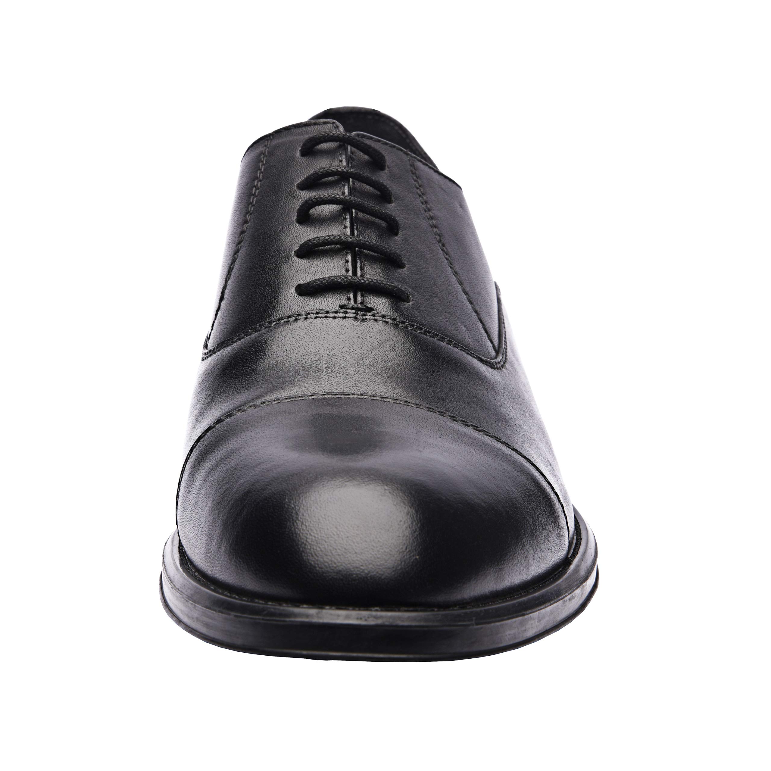 Genuine Leather Men's Dress Shoes - Classic Cap Toe Oxford Formal Shoes with Rubber Sole & Lace Up Design | Handcrafted Premium Business & Wedding Shoes for Men | Perfect for Office, Formal Events & Special Occasions
