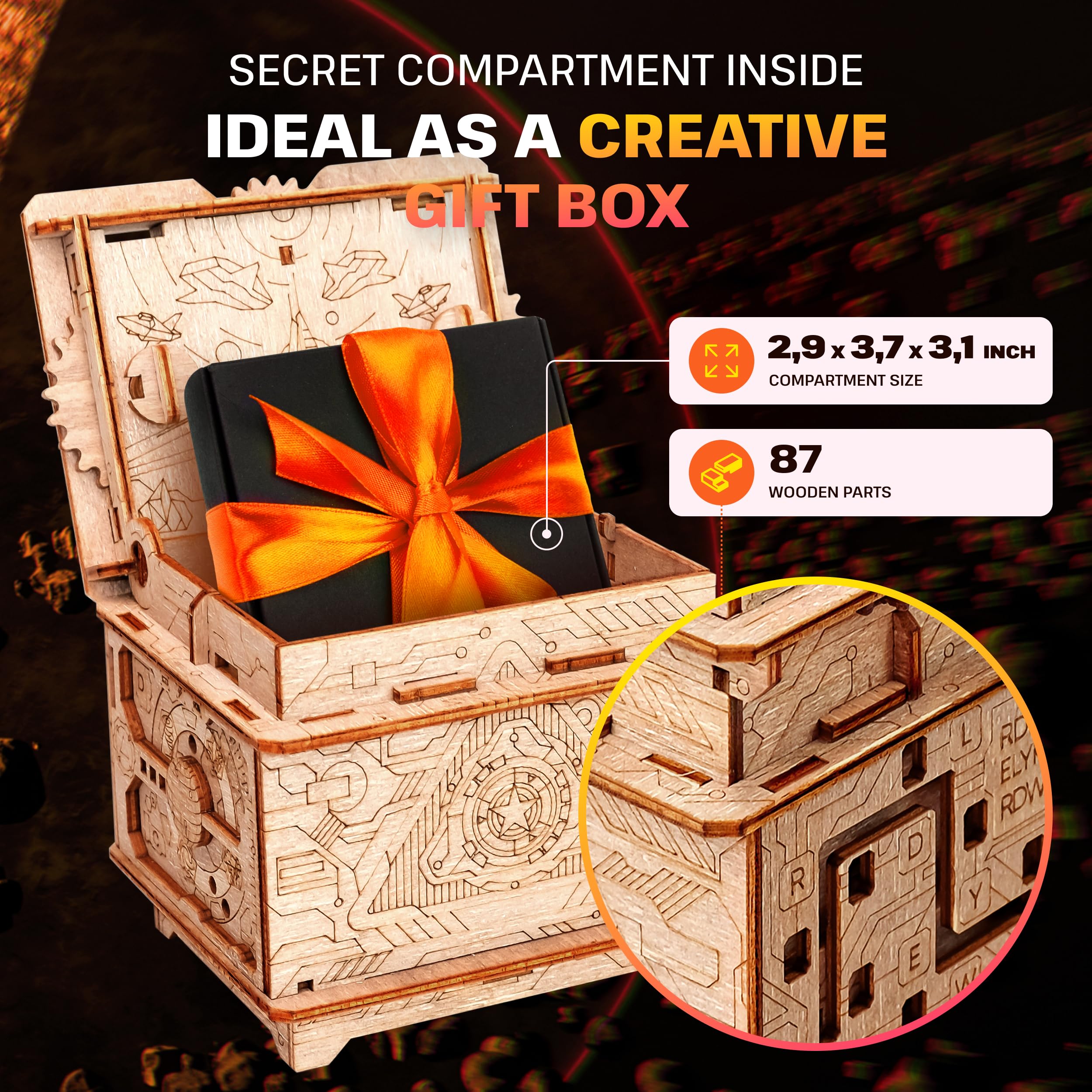 ESC WELT Orbital Box - Creative Money Gift Box for Cash, Gift Cards & Vouchers - Elegant Bridesmaid Proposal Jewelry Box - Challenging 3D Puzzle Gift for Adults with Lid - Unique Present for Birthdays, Anniversaries & Special Occasions - Perfect for Wedding Favors, Bridal Showers & DIY Gift Wrapping