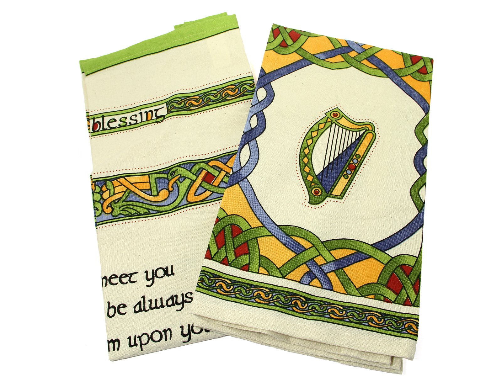 Premium Irish Tea Towel & Hand Towel Set of 2 - 100% Cotton Kitchen Decor for St. Patrick's Day, Irish Pub, or Farmhouse Style Kitchen