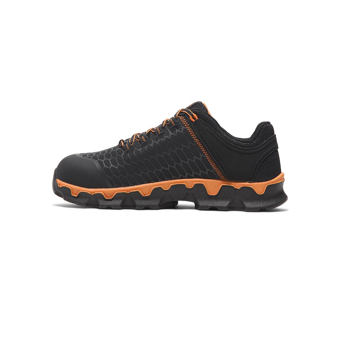 Powertrain Sport Alloy Toe Work Shoes for Men - Black & Orange Safety Shoes - Lightweight & Durable for Construction, Warehouse & Industrial Work