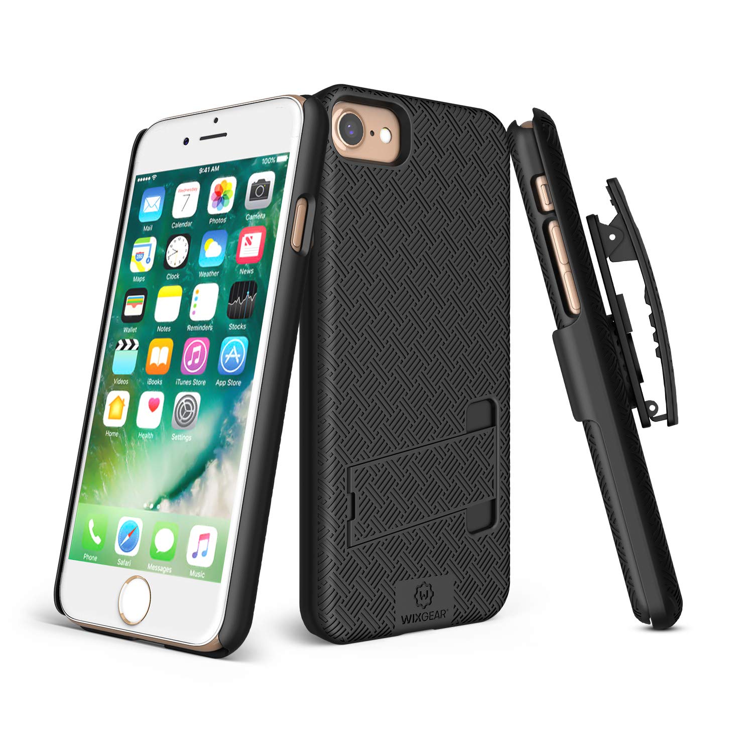 WixGear iPhone SE 2020 Case with Holster, Belt Clip & Kickstand - Protective Shell Cover for Apple iPhone SE 2020 (2nd Gen) - Perfect for Outdoor Activities, Work & Everyday Use