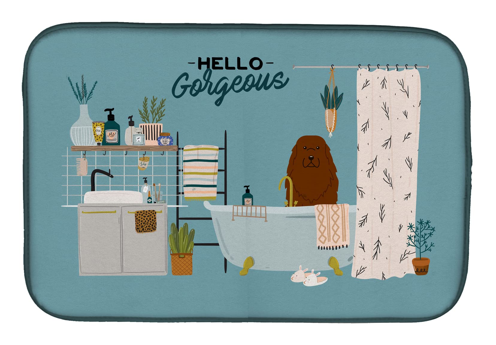 Caucasian Shepherd Dog Dish Drying Mat - Absorbent Kitchen Counter Pad, 14x21