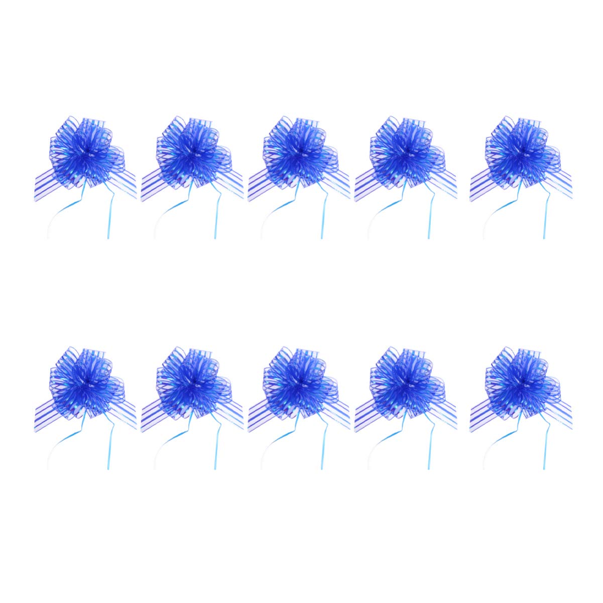 Blue Ribbon Pull Bows - 10 Pcs for Gift Wrapping & Wedding Decor