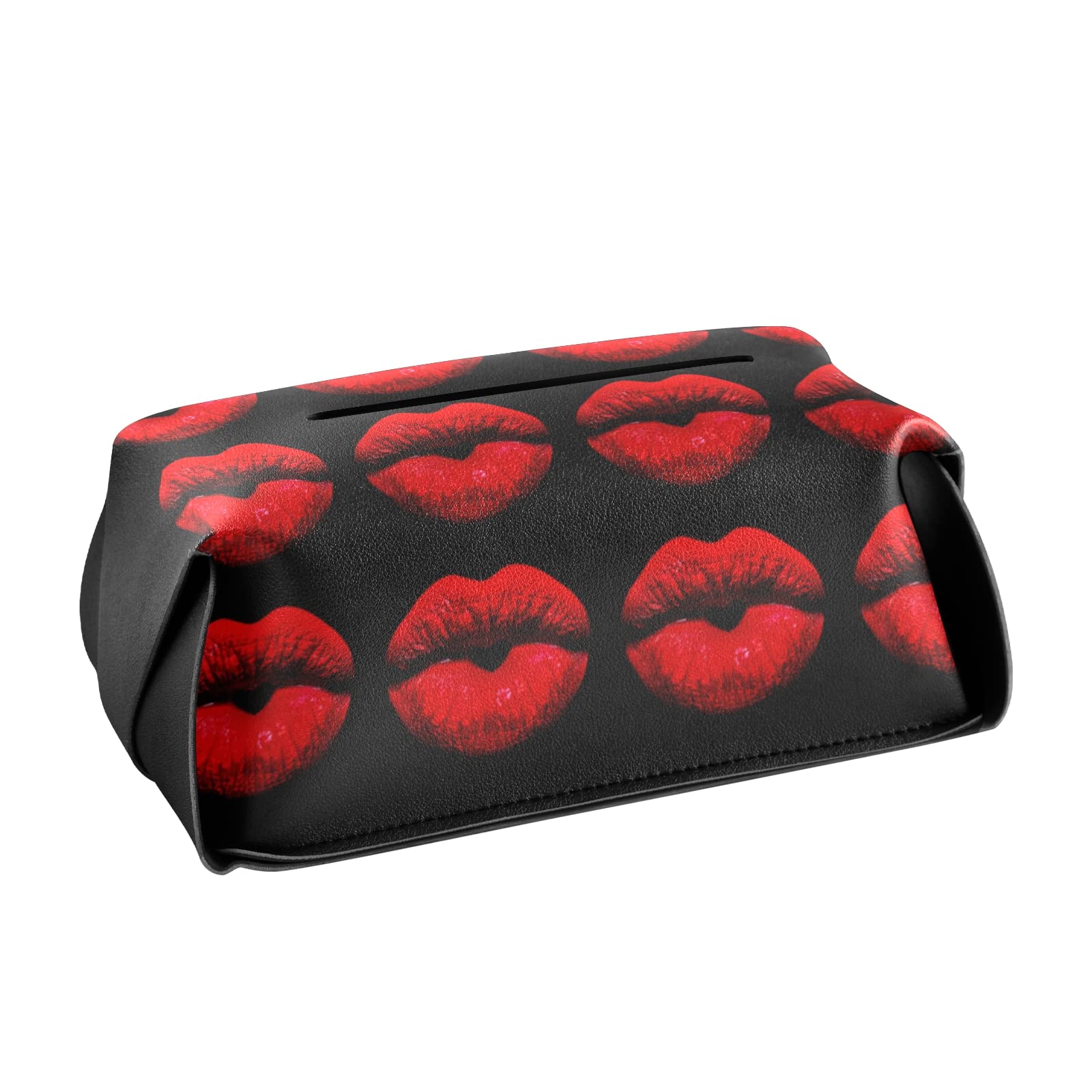Valentine's Day Red Heart Leather Tissue Box Cover - Elegant Rectangle Design with Handle for Bathroom, Bedroom, Office & Car (9.4x5.1x3.6 inches) - Perfect Romantic Gift & Home Decor Accessory