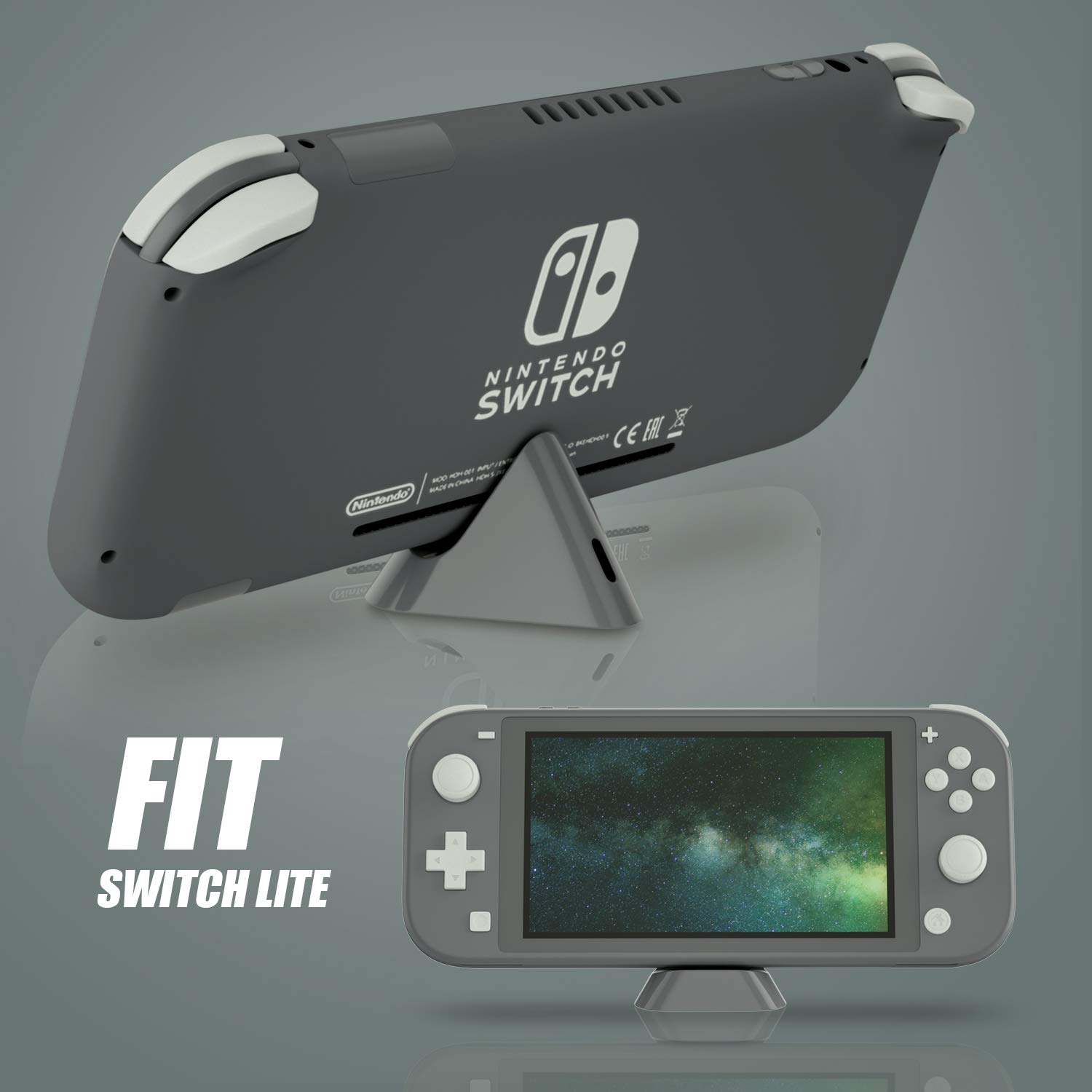 Nintendo Switch Lite Charger Dock with Type C Input & USB C Charging Cable - Gray | Portable Charging Stand for Gaming On-The-Go, Travel & Home Use