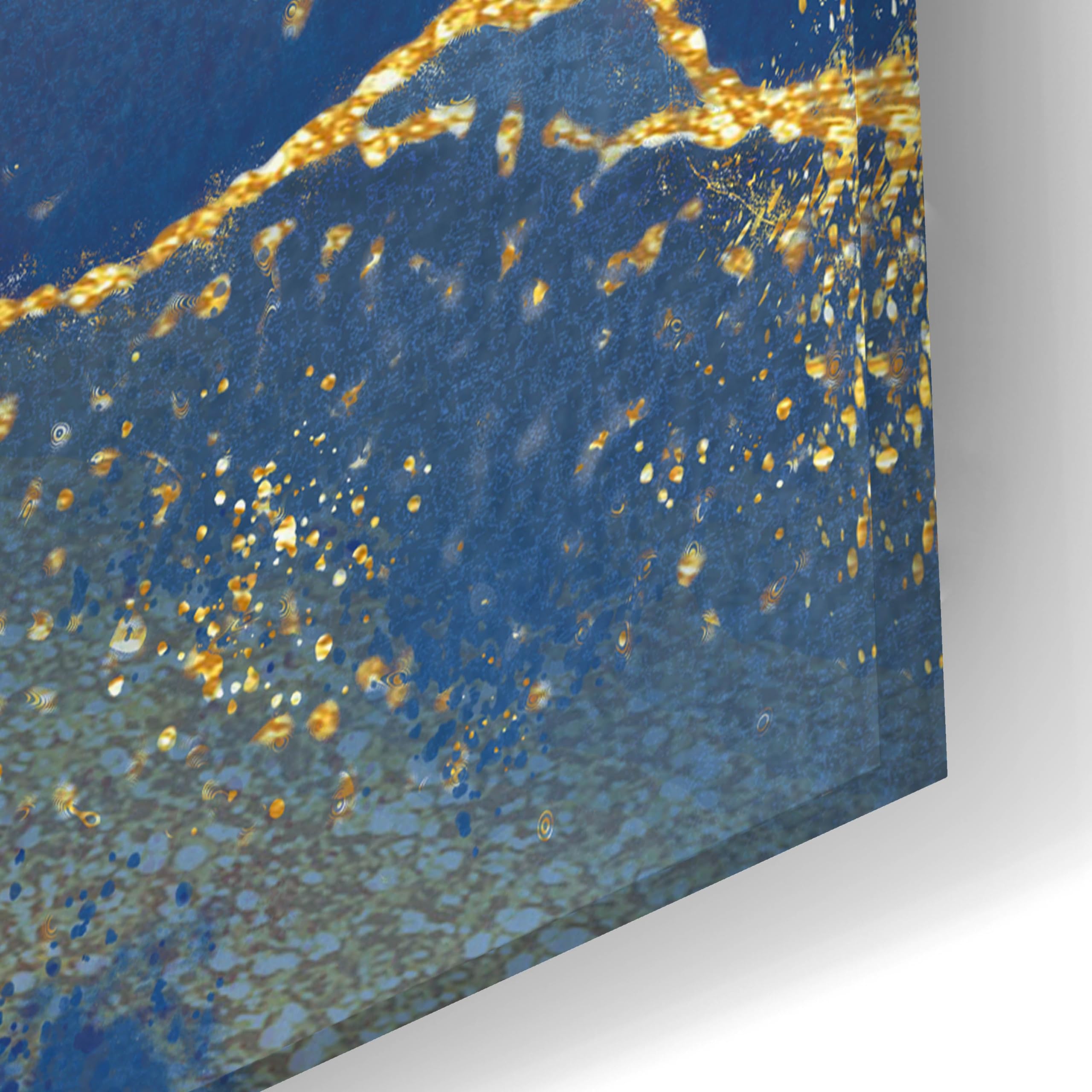 Delores Naskrent 'In the Navy' Acrylic Glass Wall Art - 24x16 Inch Modern Navy Blue Abstract Painting - Perfect for Living Room, Bedroom or Office Decor