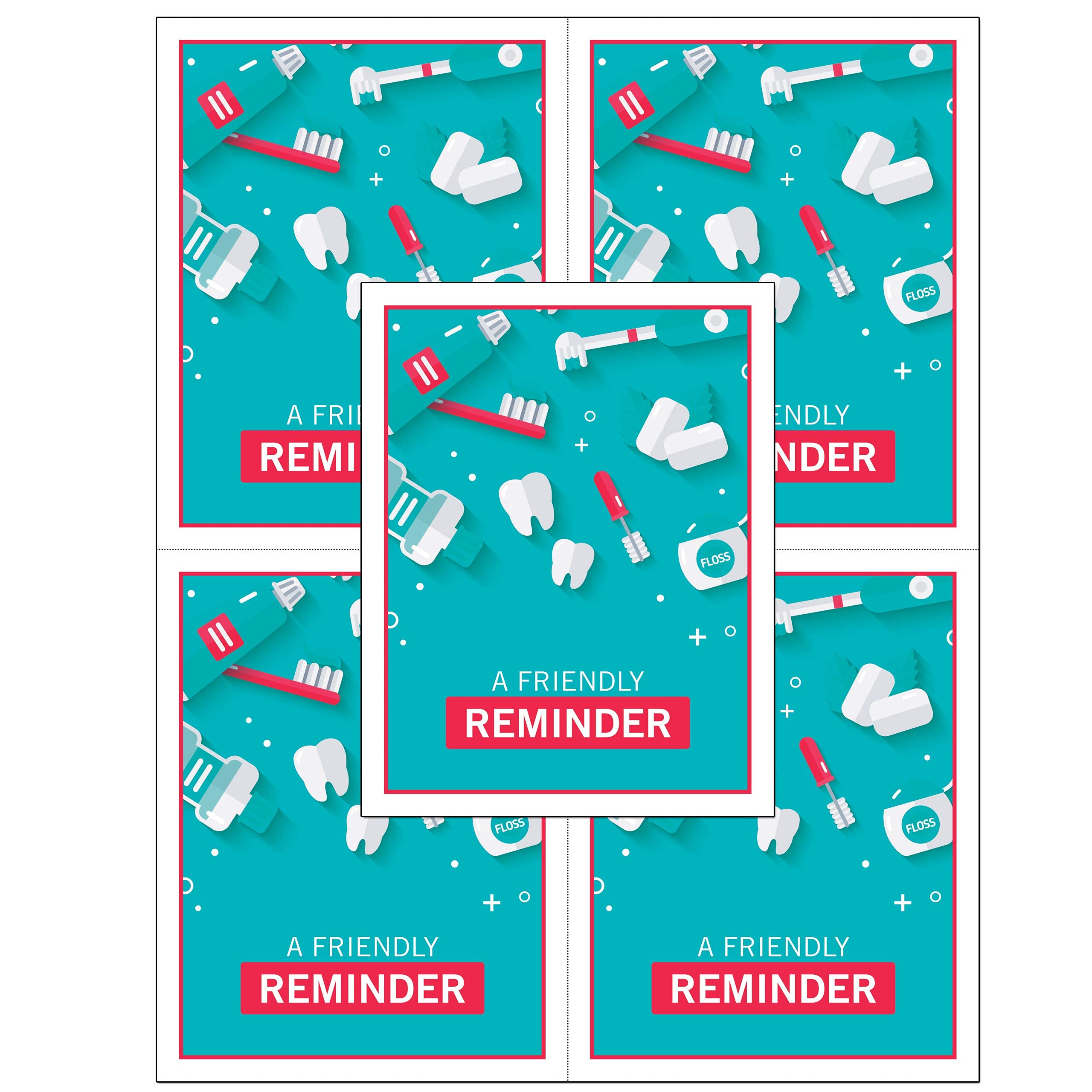 Customizable Dental Laser Appointment Reminder Postcards - 1000 Pack, 4.25