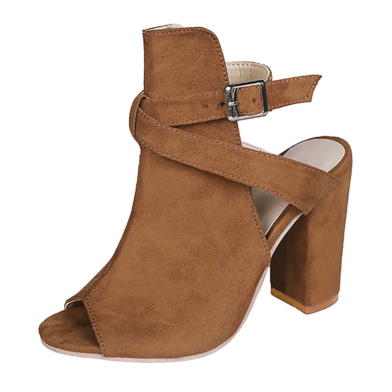 Fish Fashion Women's Suede High-Heel Sandals - Summer Thick Sole Open-Toe Shoes Size 12 for Women | Perfect for Beach Vacations, Date Nights & Casual Outings