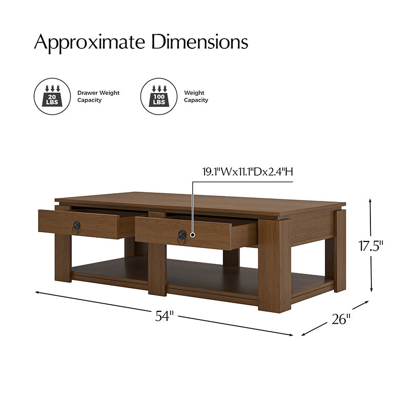 Modern Farmhouse Coffee Table with Solid Wood Legs - Rustic Chic Living Room Centerpiece for Home Decor & Cozy Gatherings