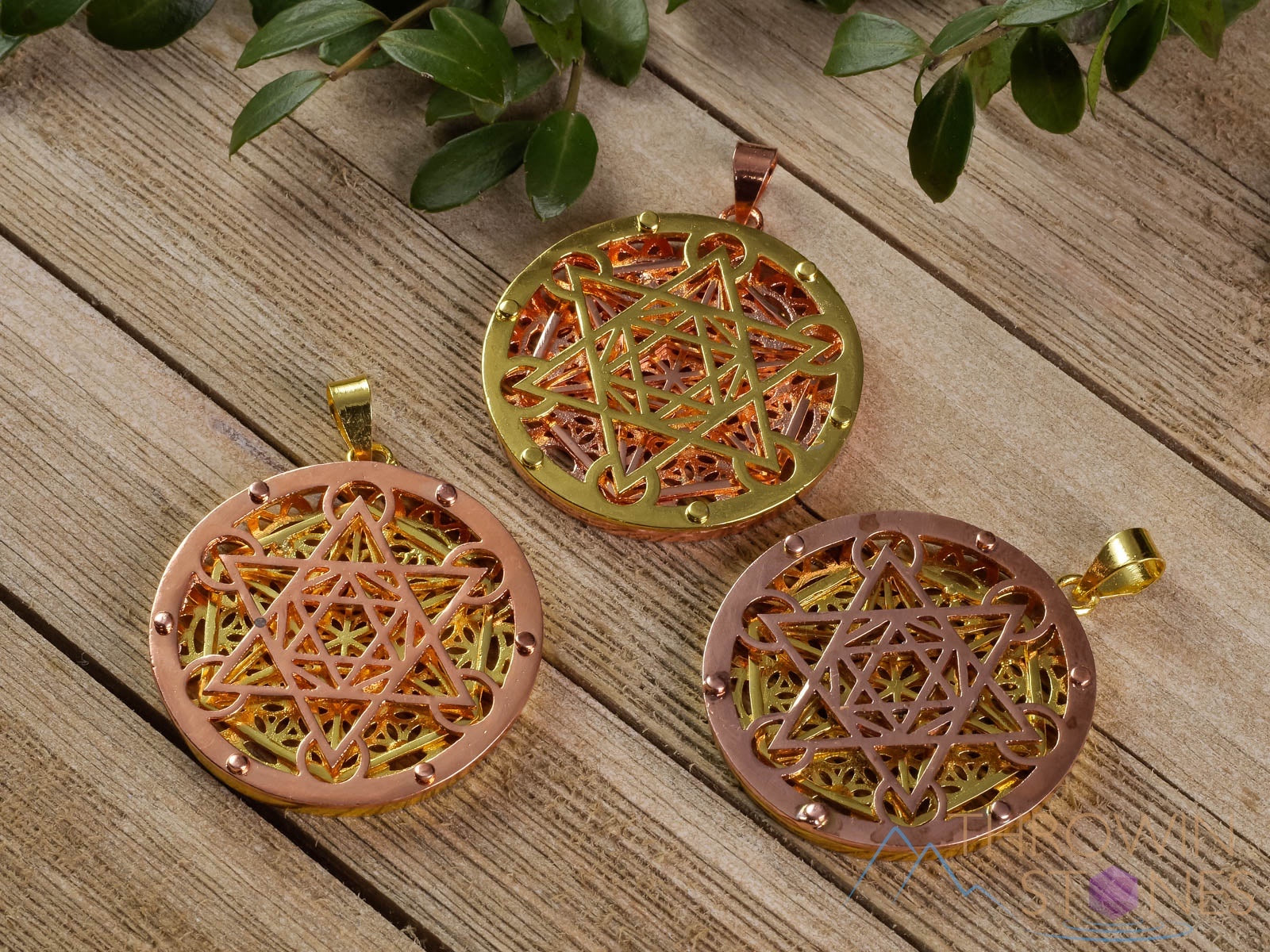 GOLD & COPPER Flower of Life Merkaba Pendant Necklace - Sacred Geometry Seed of Life Jewelry - Spiritual Gift for Men & Women - Perfect for Meditation, Yoga & Energy Healing