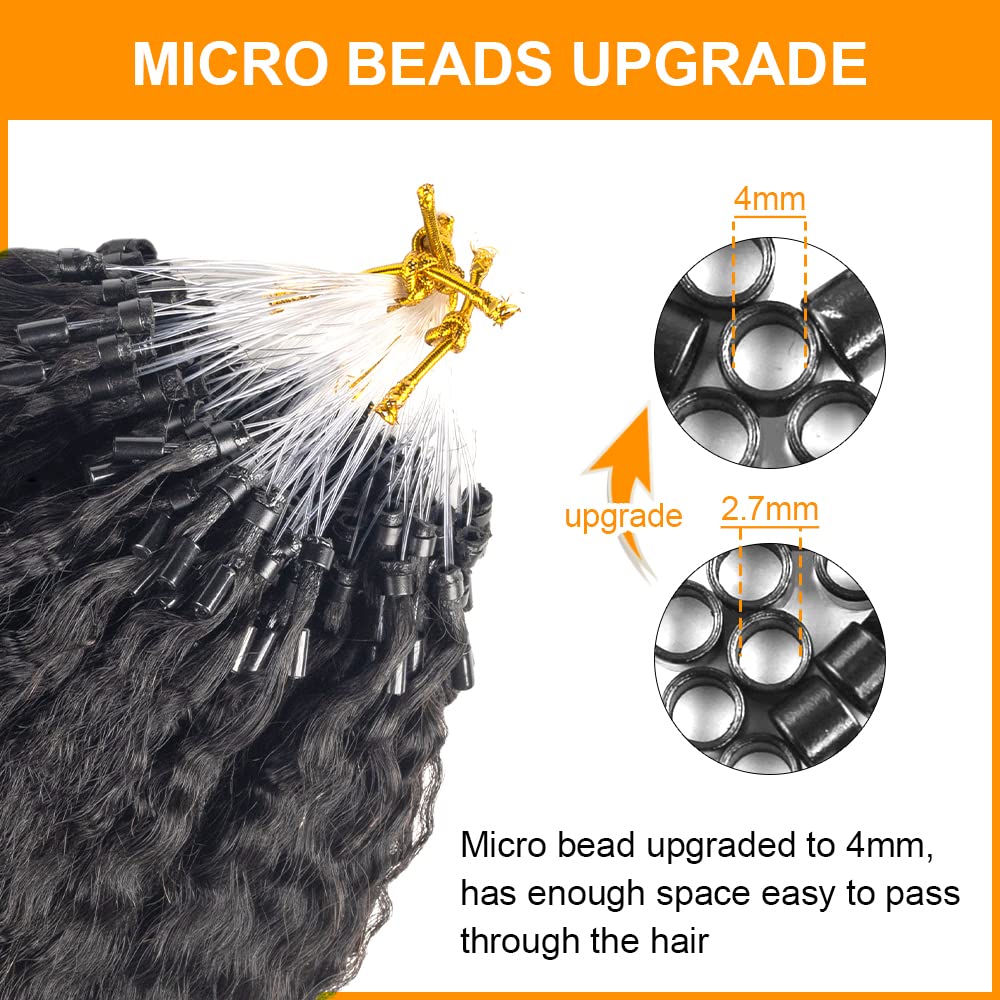Niawigs Micro Loop Human Hair Extensions 24 Inches 100G - 100 Strands Kinky Straight Microlink Hair for Black Women | Natural Black Human Hair for Daily Styling & Protective Hairstyles