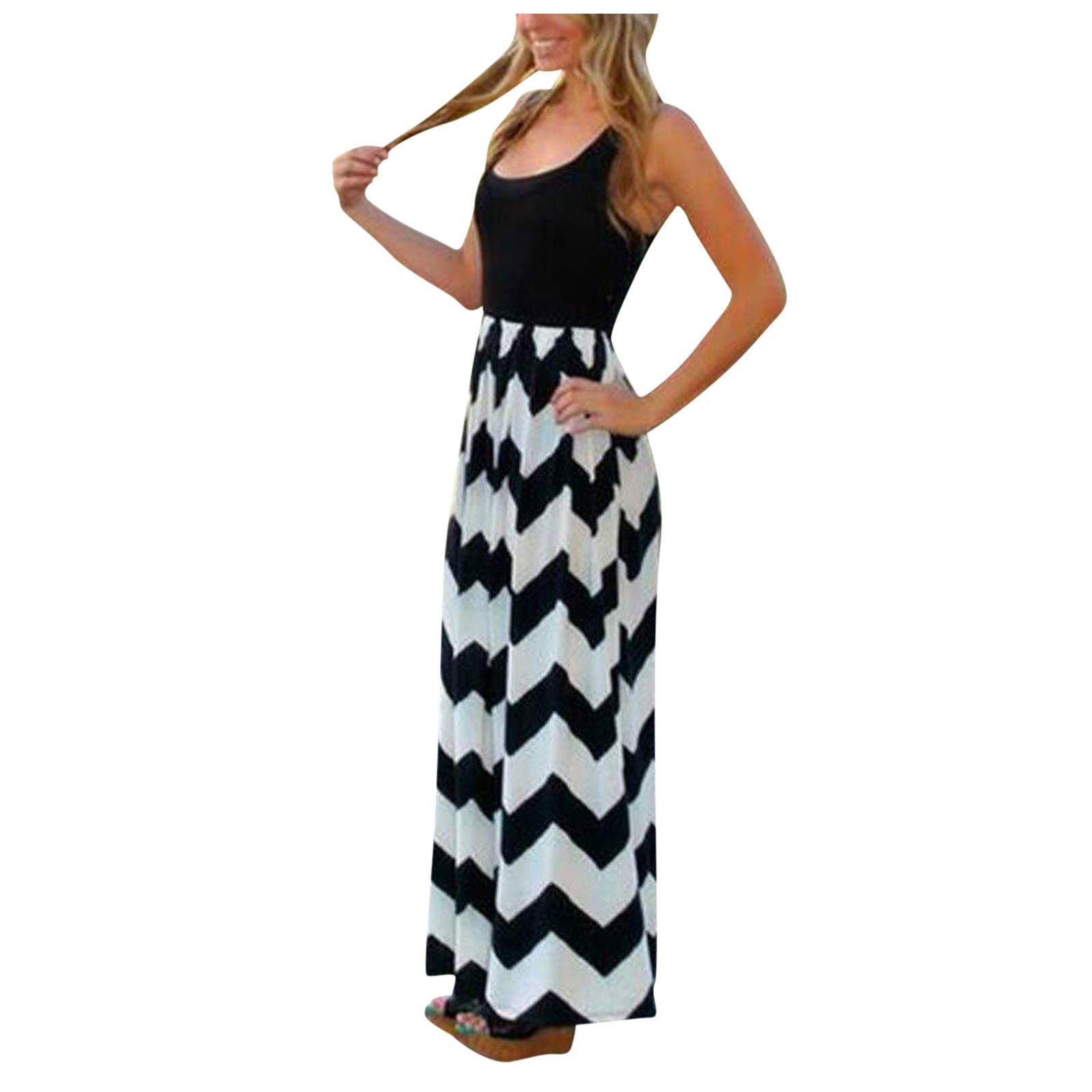 Boho Maxi Dress for Women - Long Striped Summer Sundress Plus Size Beach Dress | High-End Flowy Dress for Vacations, Parties & Casual Outings