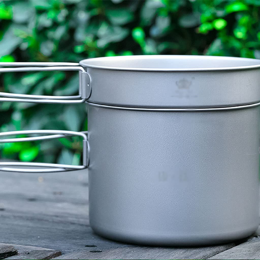 Lightweight Titanium Camping Cookware Set - 1450ml Pot & Pan for Outdoor Adventures
