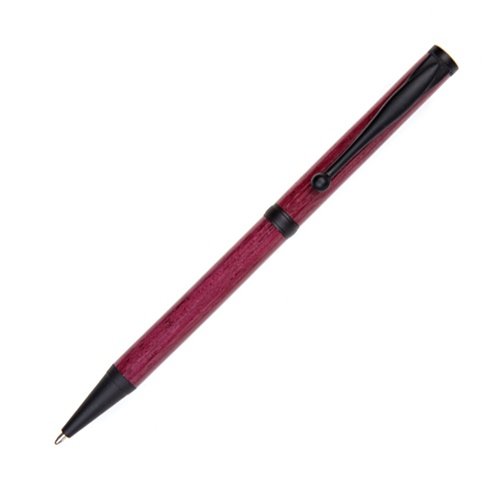 Lanier Pens Slimline Twist Pen - Black Enamel & Purpleheart Wood - Elegant Writing Instrument for Office, Gifts, and Professional Use