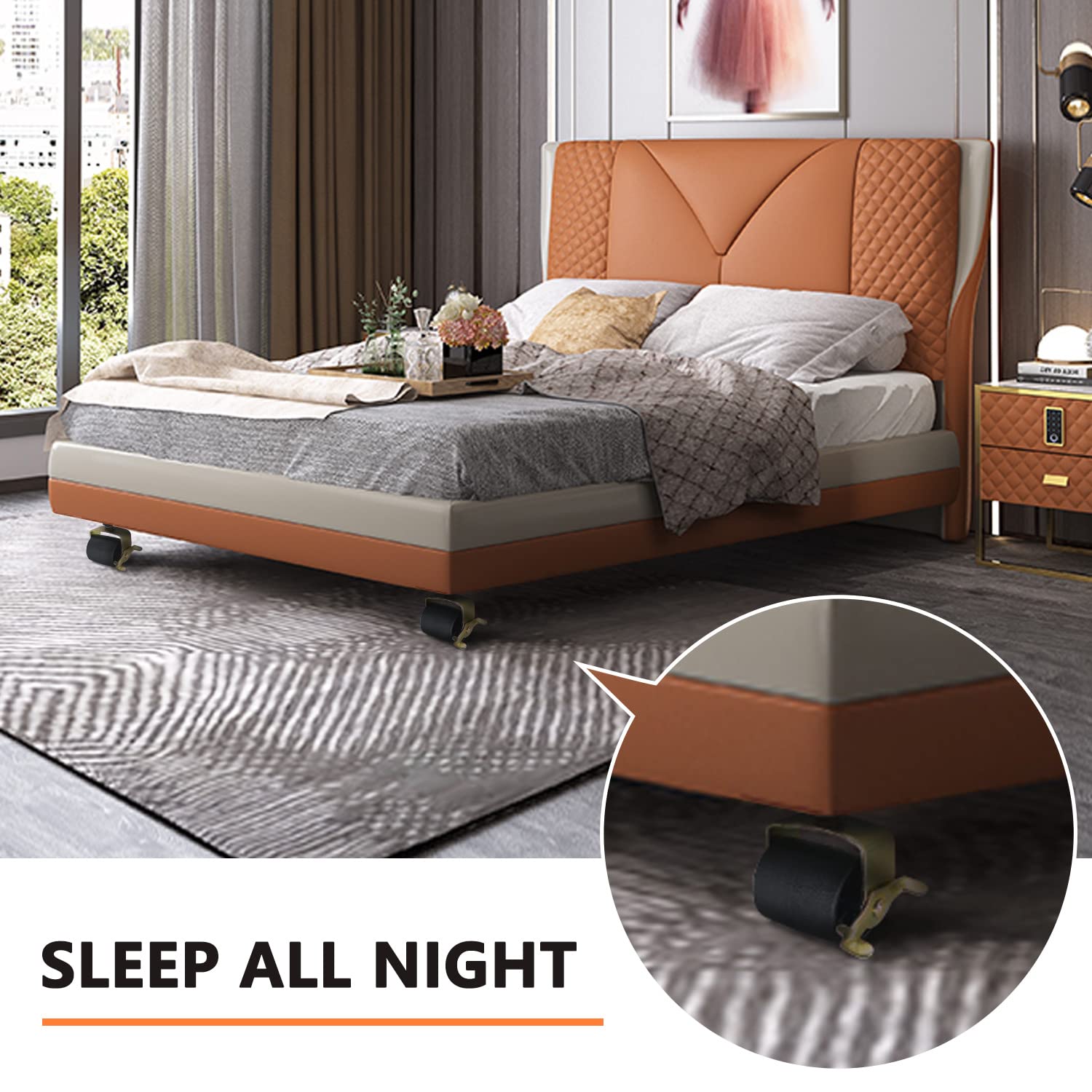 6 PCS Heavy Duty Locking Bed Frame Wheels - Replacement Metal Casters for Bed Frames & Furniture - Perfect for Bedroom, Dorm, and Home Office Use