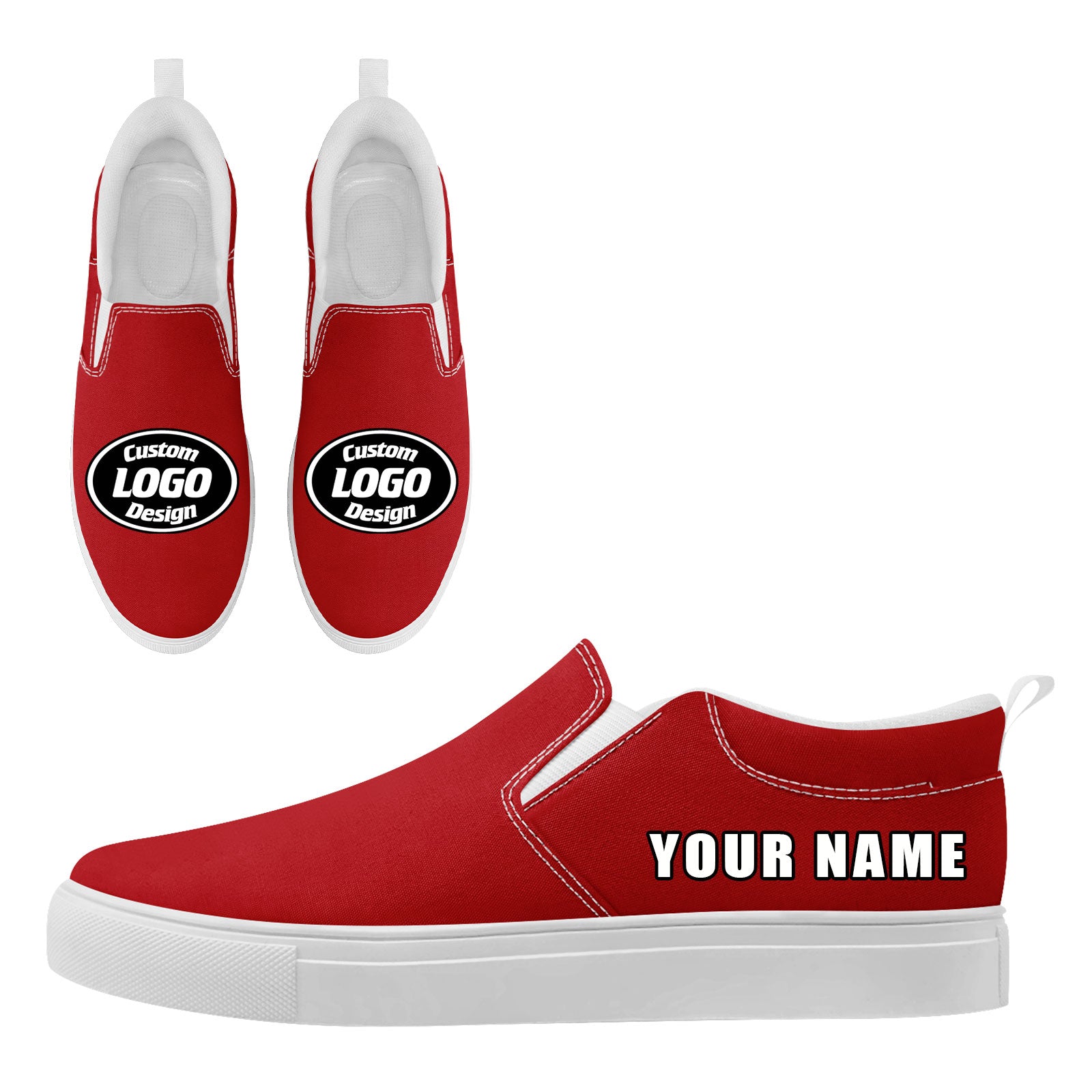 Custom Personalized Slip-On Canvas Sneakers for Men & Women - Lightweight Comfortable Walking Shoes (Style FN071 E028030) - Perfect for Casual Wear, Travel & Everyday Fashion