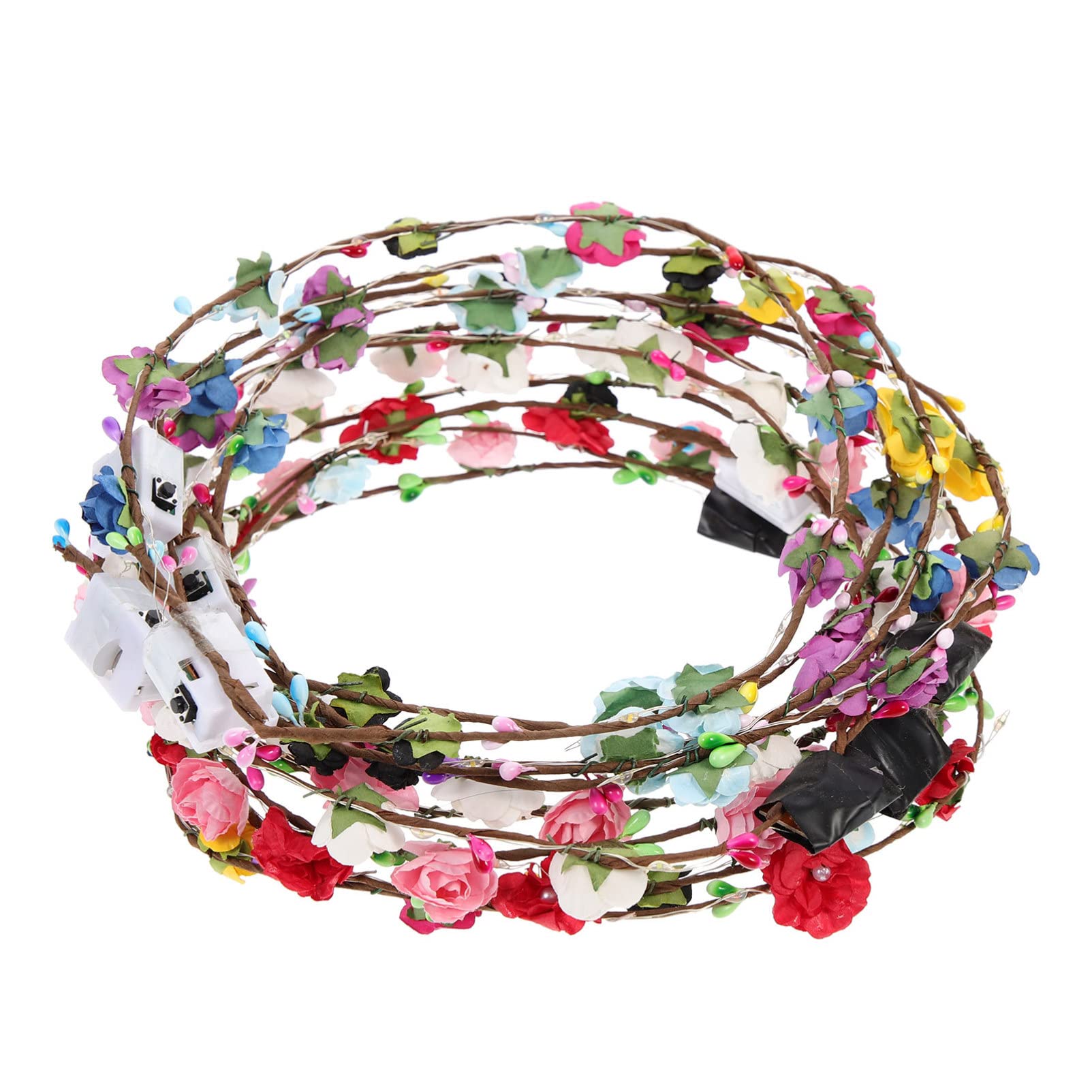 Happyyami 10-Pack LED Floral Wreath Headband - Light Up Hair Accessories for Women & Girls - Perfect for Parties, Concerts, Festivals and Photo Shoots