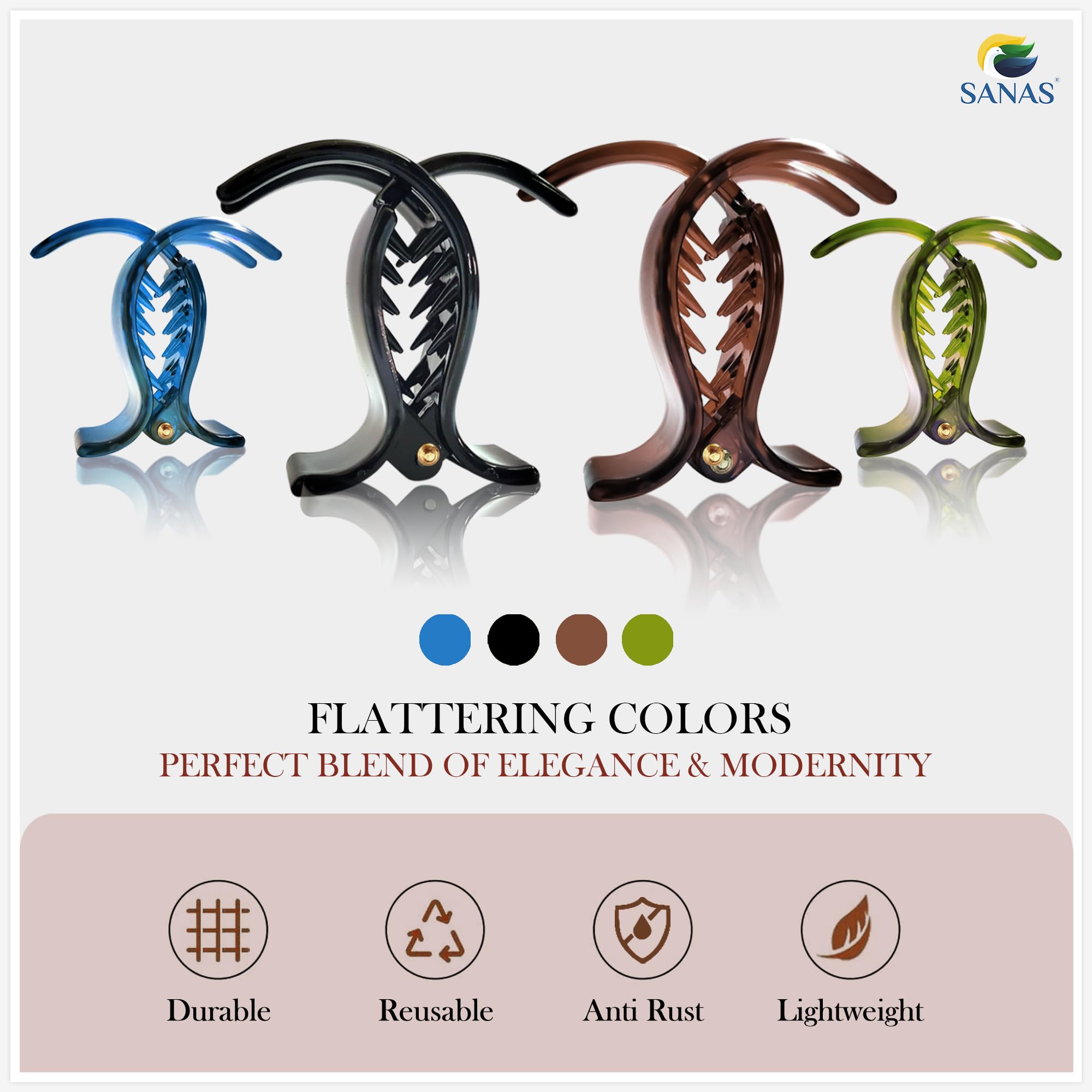 4-Piece Fish Hair Clips for Women & Girls - Small 3-Prong Hair Clutchers in Multicolor (Random Colors) - Perfect for School, Parties & Everyday Hairstyles