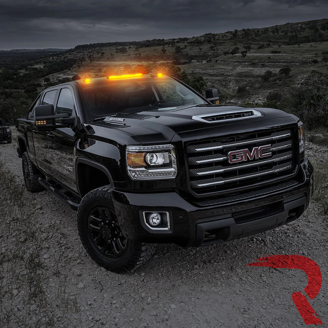 GMC & Chevy 20-25 (4th Gen) Heavy Duty 3-Piece Smoked Cab Roof Light Lens with Amber LEDs - Direct OEM Replacement for Truck Cab Roof Lights - Perfect for Off-Roading, Night Driving & Vehicle Customization