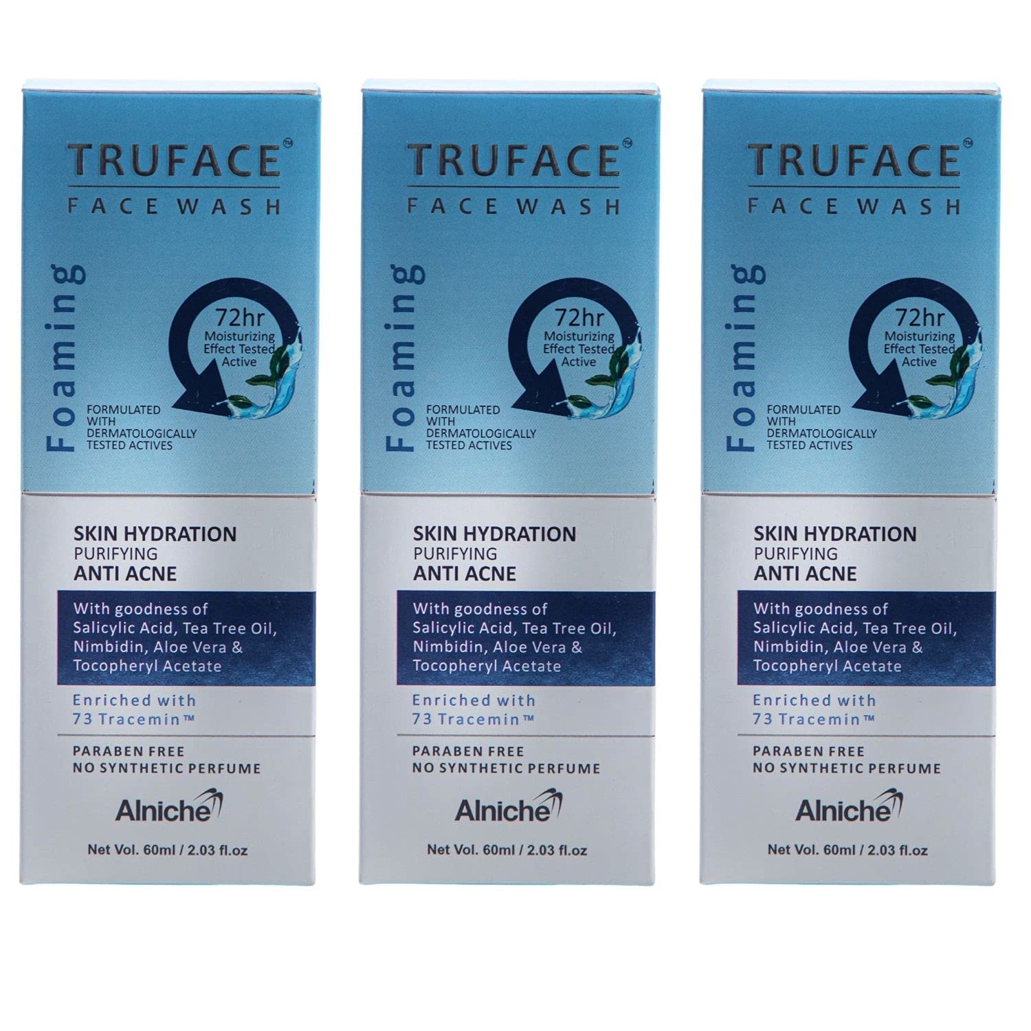 Alniche TRUFACE Hydration-Purify Face Wash 60ml - Anti-Acne Cleanser for Oily, Dry & Sensitive Skin | Deep Cleansing & Hydrating Formula | Perfect for Daily Skincare Routine & Travel
