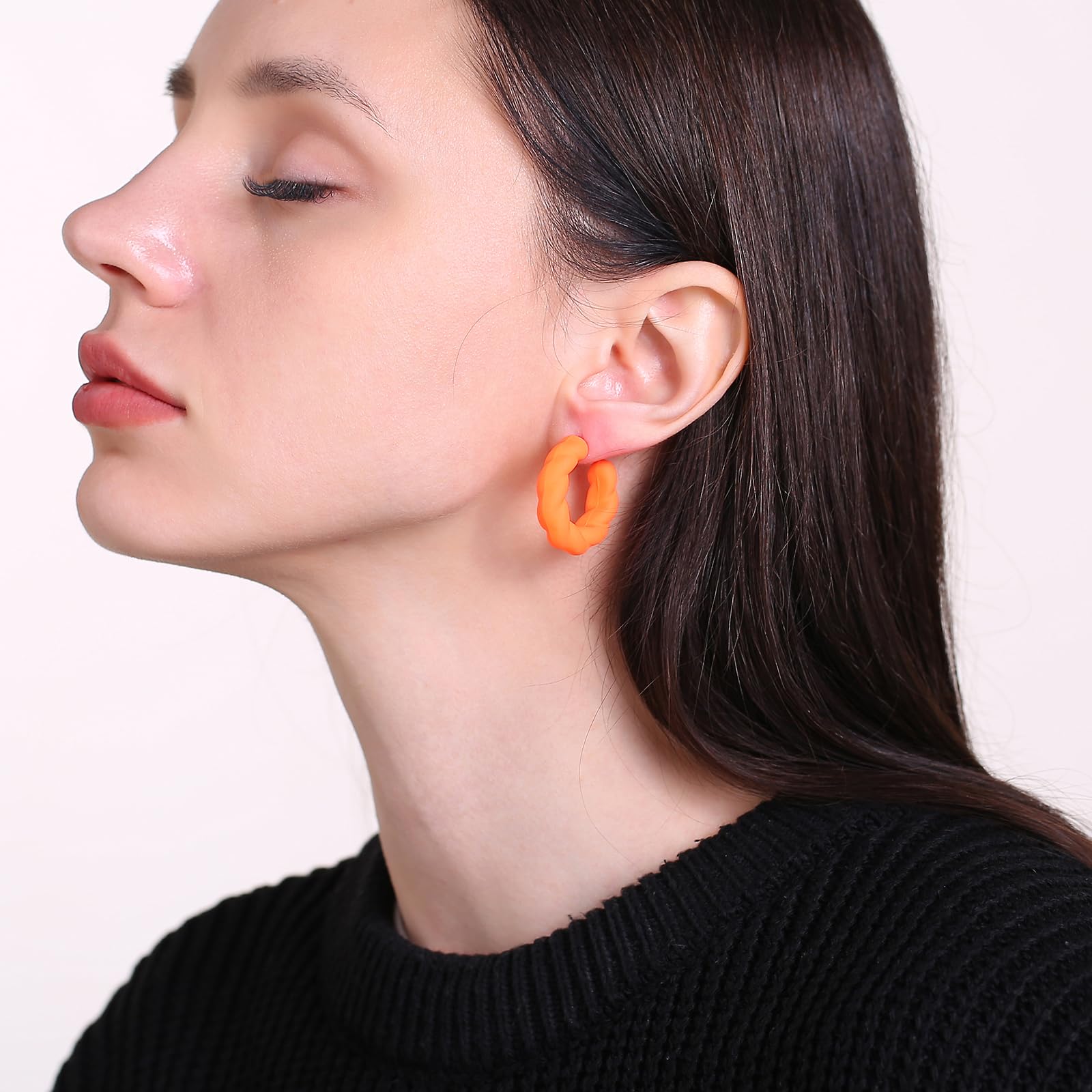 Twisted Rope Round Hoop Earrings for Women - Lightweight C-Shaped Candy Color Dangle Earrings | Perfect for Everyday Wear, Parties & Gifts