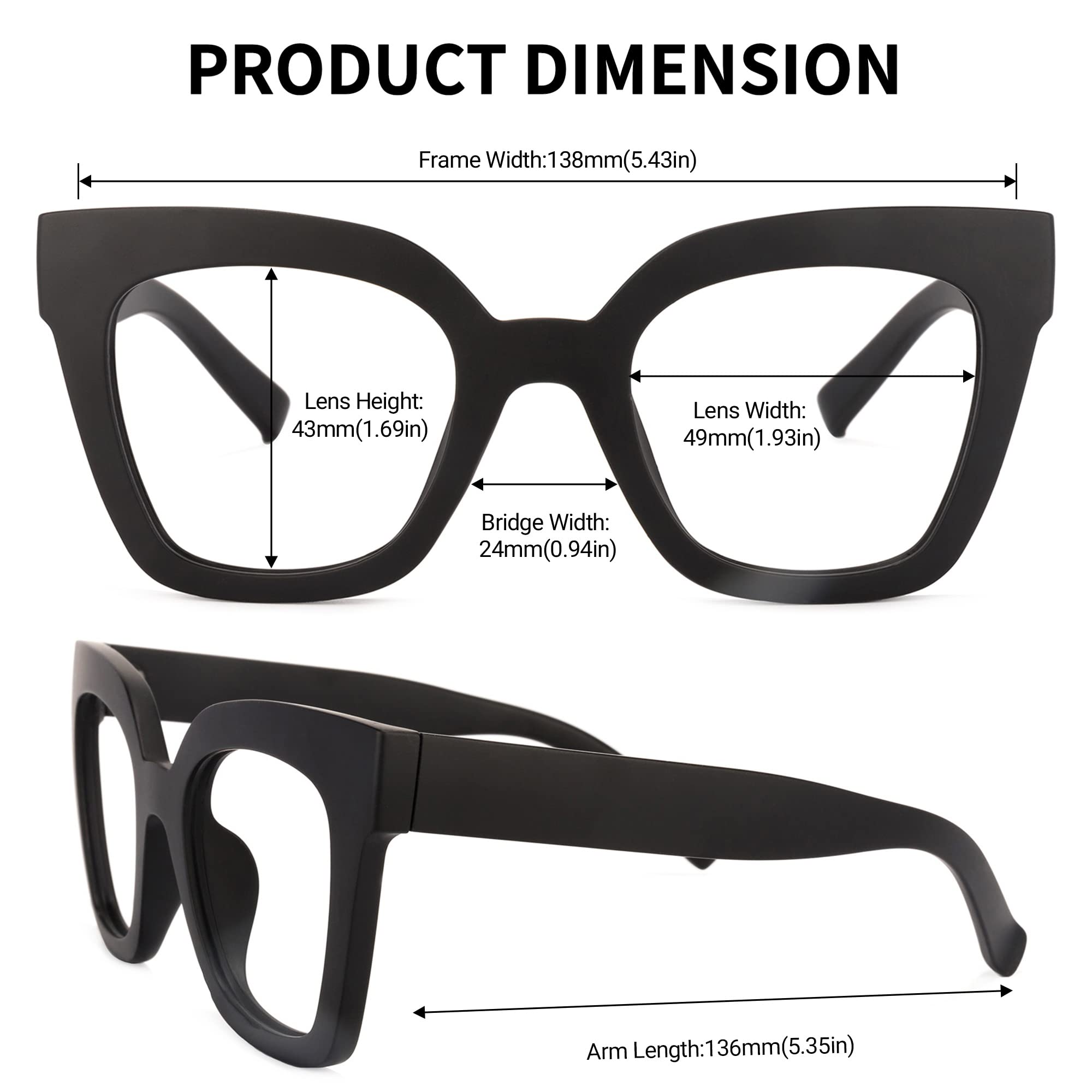 Zeelool Trendy Rectangle Blue Light Blocking Glasses for Women | TR90 Lightweight Eyewear | Computer & Gaming Glasses | VFT0269-03 Black Frame with Clear Lens | Perfect for Office Work & Digital Screen Use