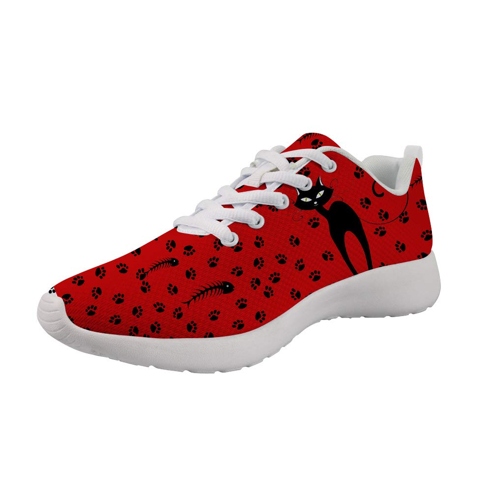 Dellukee Women's Lightweight Running Shoes - Breathable Mesh, Wide Width, Cat Red Fashion Sneakers for Jogging, Walking & Gym Workouts