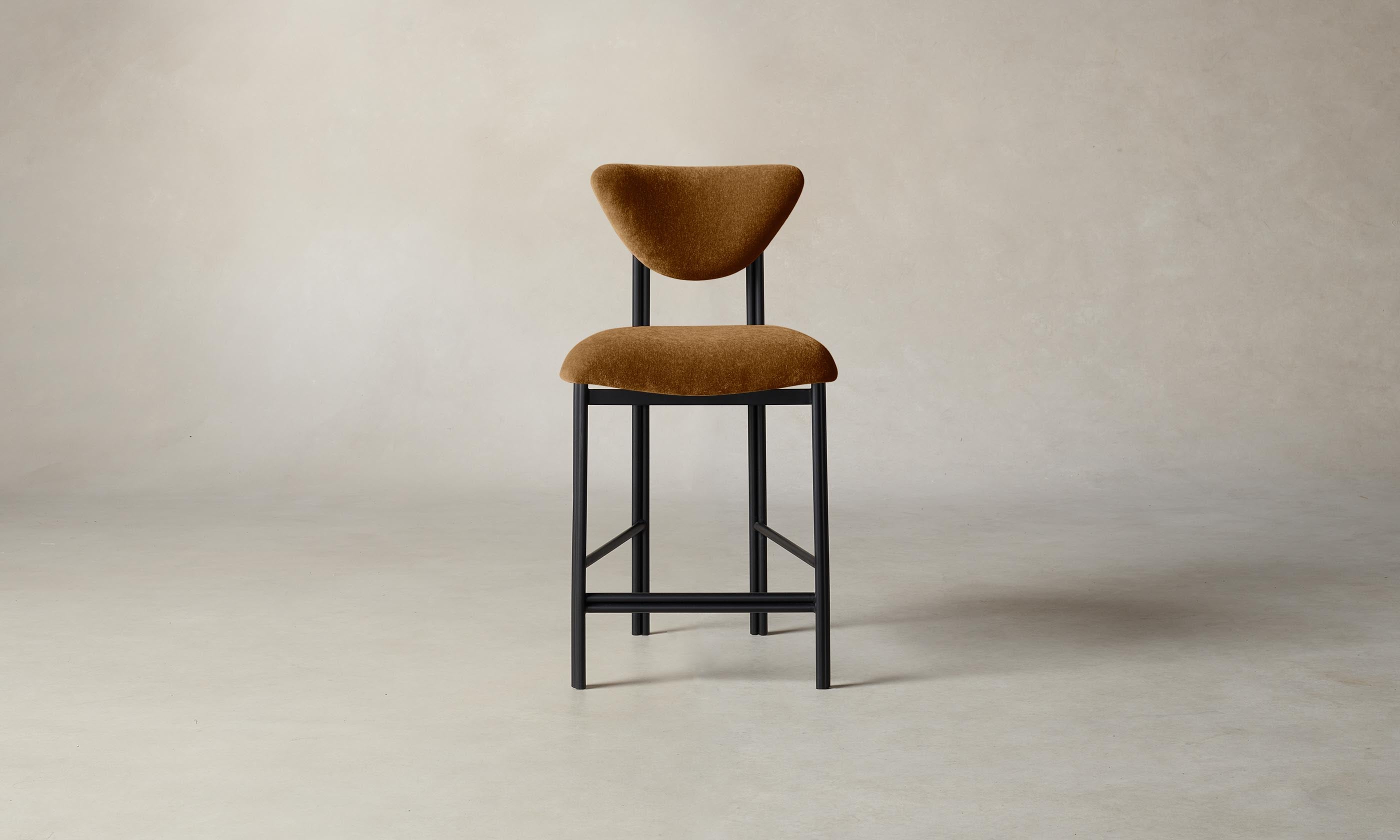 Premium Mohair Brown Sugar Cooper Counter Stool - Modern Kitchen & Bar Stool for Dining, Breakfast Nook & Home Decor