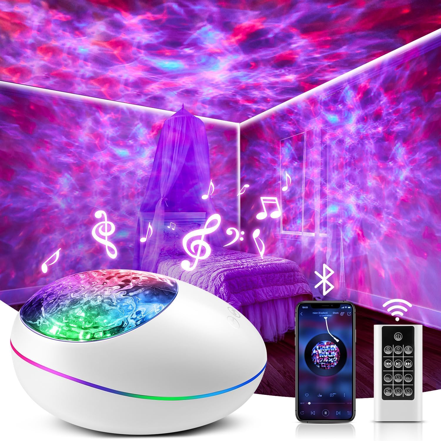 Galaxy Projector Star Light with Timer & Remote - White Noise Bluetooth Speaker for Relaxation & Sleep - Galaxy Night Light for Bedroom, Kids Room, Meditation & Home Decor