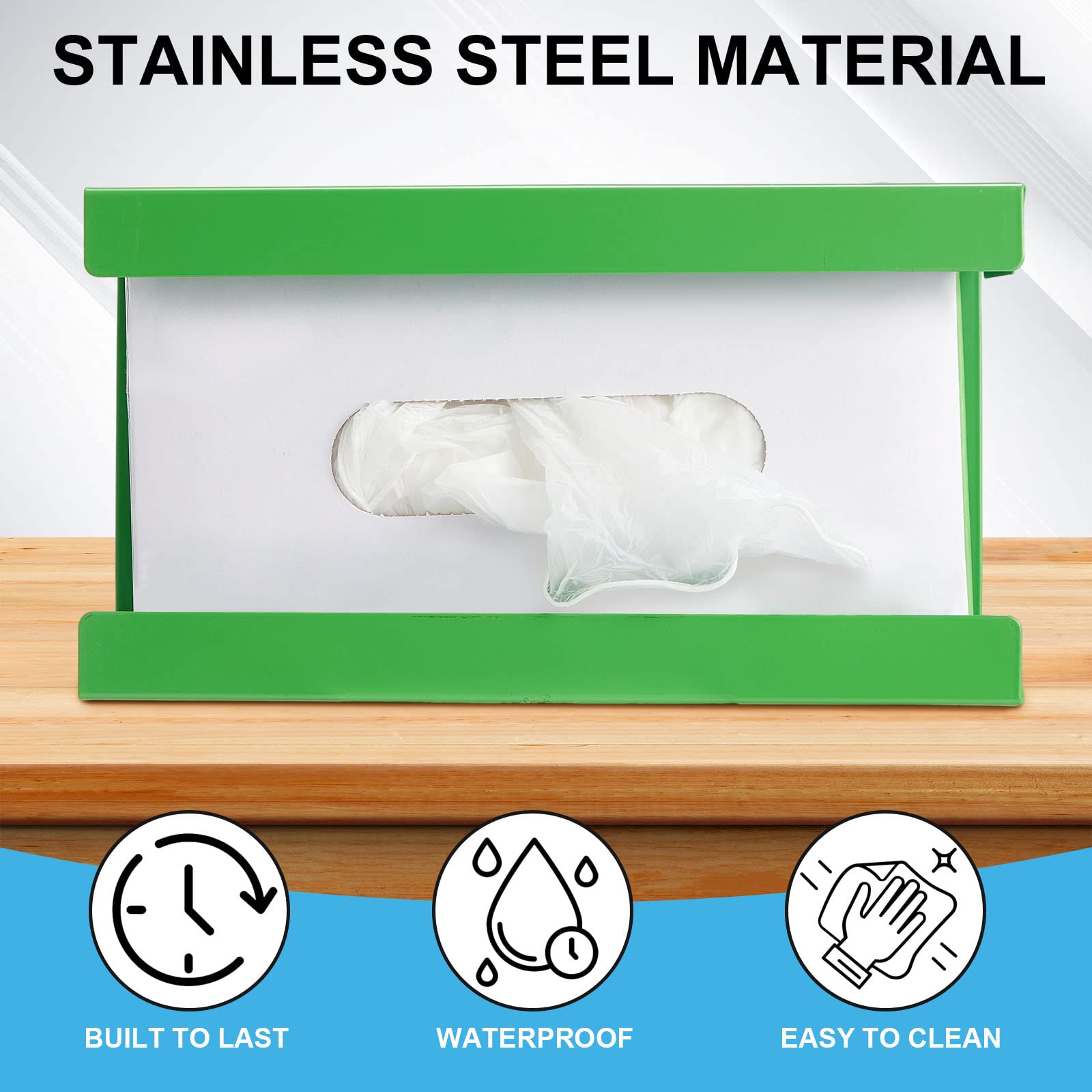 2 Pack Magnetic Glove Dispenser Holder - Commercial Grade Glove & Towel Organizer for Kitchen, Fridge, Office, Workshop, Garage, Hospital - Wall Mount Storage Solution (Green) | Perfect for Hygiene & Organization in High-Traffic Areas