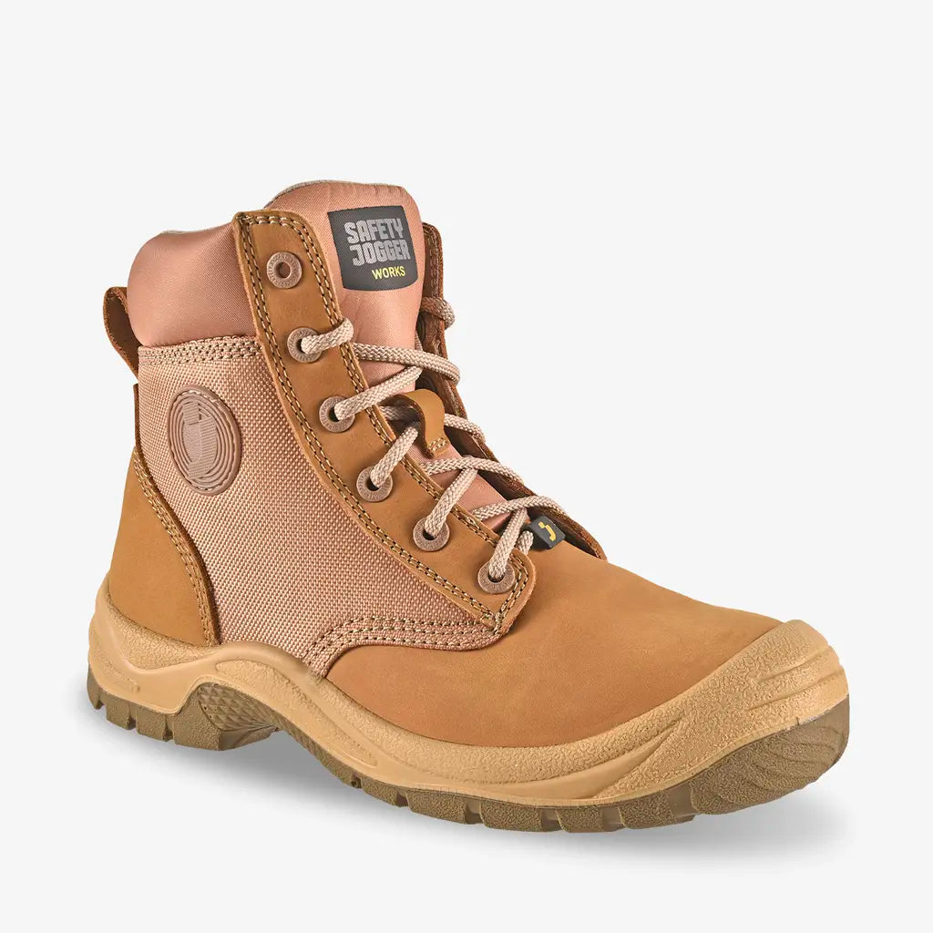 Safety Jogger RUSH S3 ASTM F2413:2018 EN ISO 20345:2011 Side Zip Camel Safety Shoes - Lightweight Work Boots for Construction, Warehouse & Industrial Safety