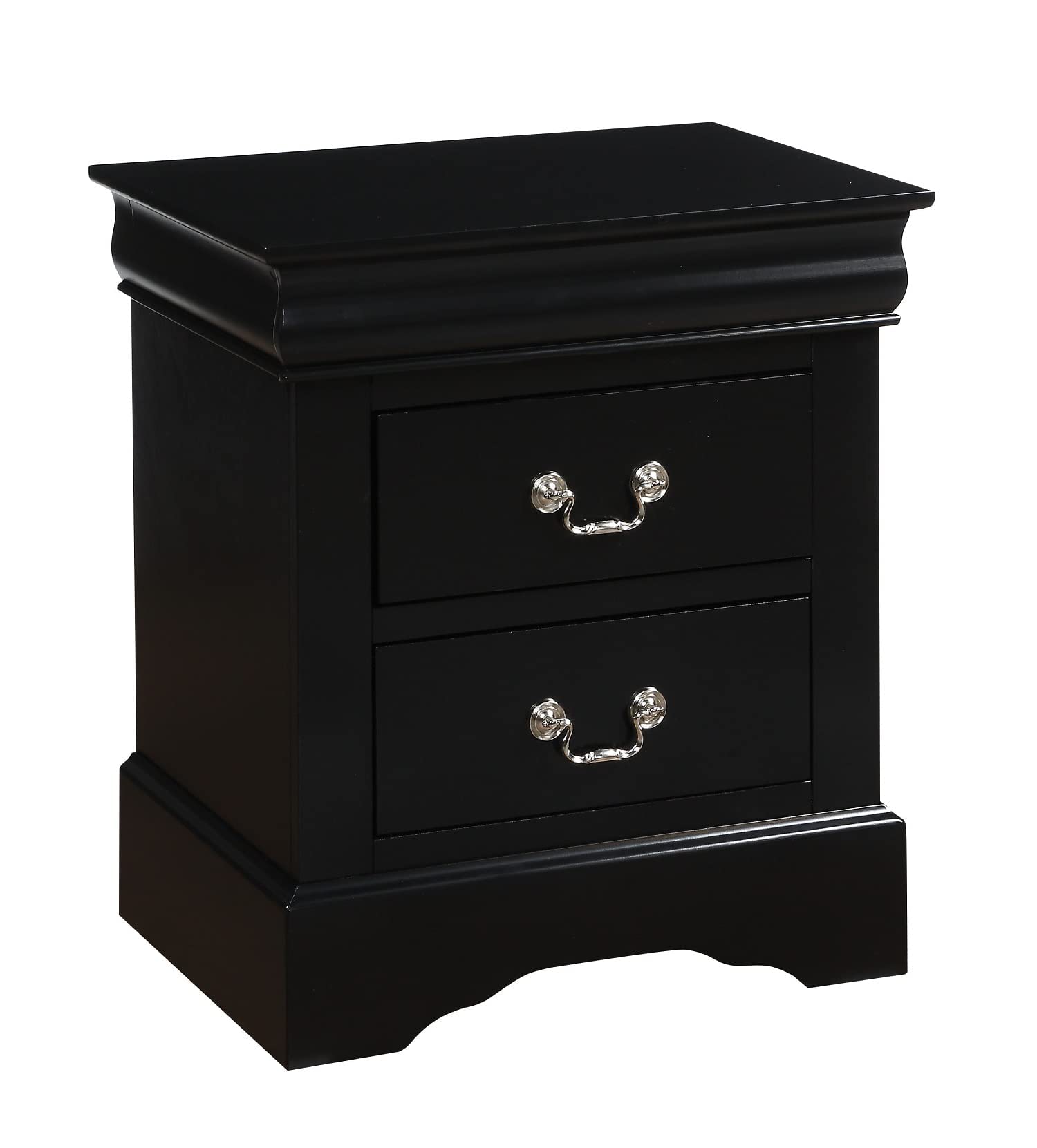 Henf 2-Drawer Nightstand - Traditional Rectangular Wooden Bedside Table for Bedroom, Black | Perfect for Small Spaces, Apartment Living & Guest Rooms