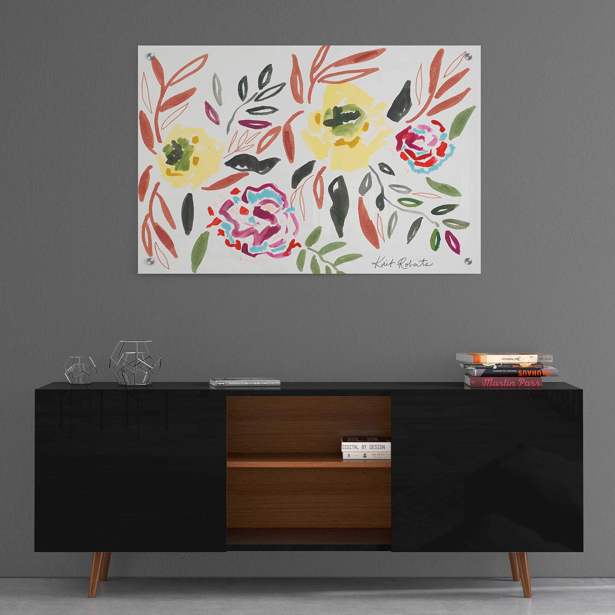 Epic Art 'Lipstick and Lemon' by Kait Roberts - 36x24 Inch Vibrant Acrylic Glass Wall Decor - Modern Abstract Painting for Living Room, Bedroom or Office Decor
