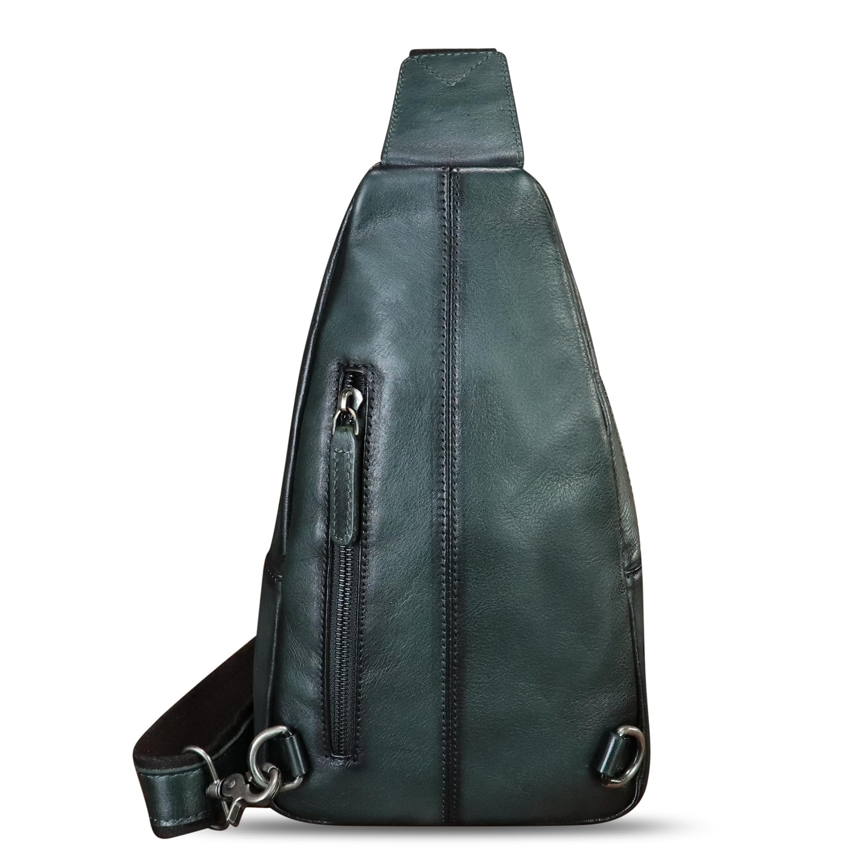 **Genuine Leather Sling Bag for Men & Women – Embossed Crocodile Pattern Crossbody Backpack, Handmade Chest Purse Daypack – Dark Grey – Perfect for Travel, Work & Daily Use**