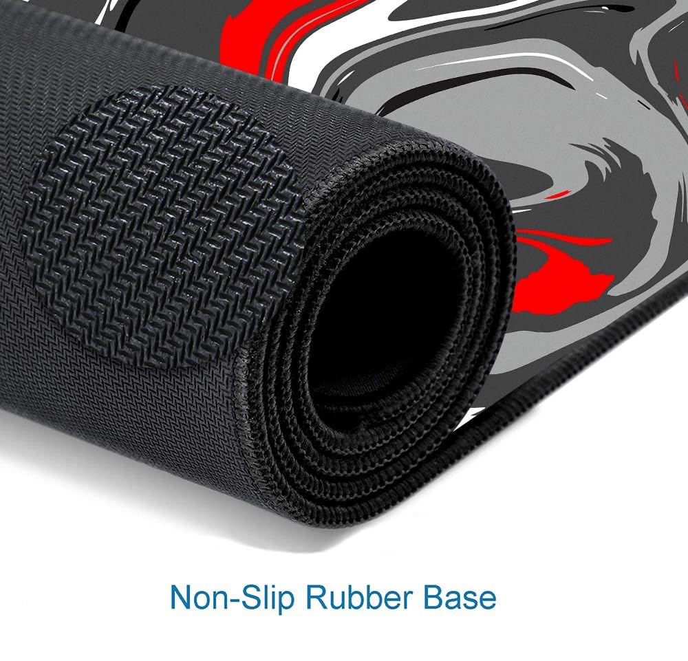 Large Gaming Mouse Pad with Non-Slip Base & Stitched Edges - 23.6x11.8 Inch Desk Mat for Keyboard and Mouse (Abstract Red) | Perfect for Office Work, PC Gaming & Home Computer Setup