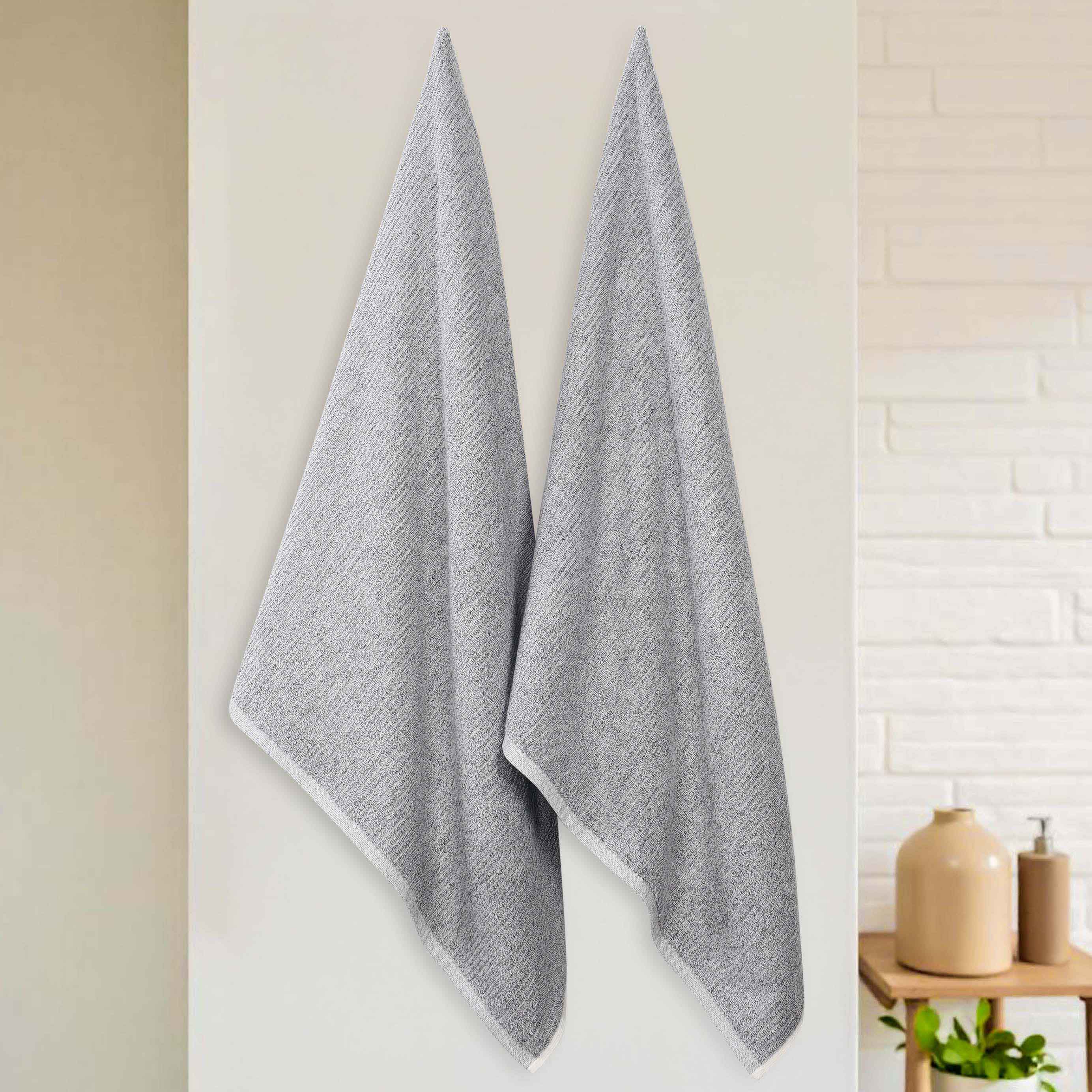 Premium Cotton Blend Ribbed Bath Towels Set of 2 - Ultra Absorbent & Soft Bath Sheets for Spa, Gym & Luxury Bathroom - Destin Collection