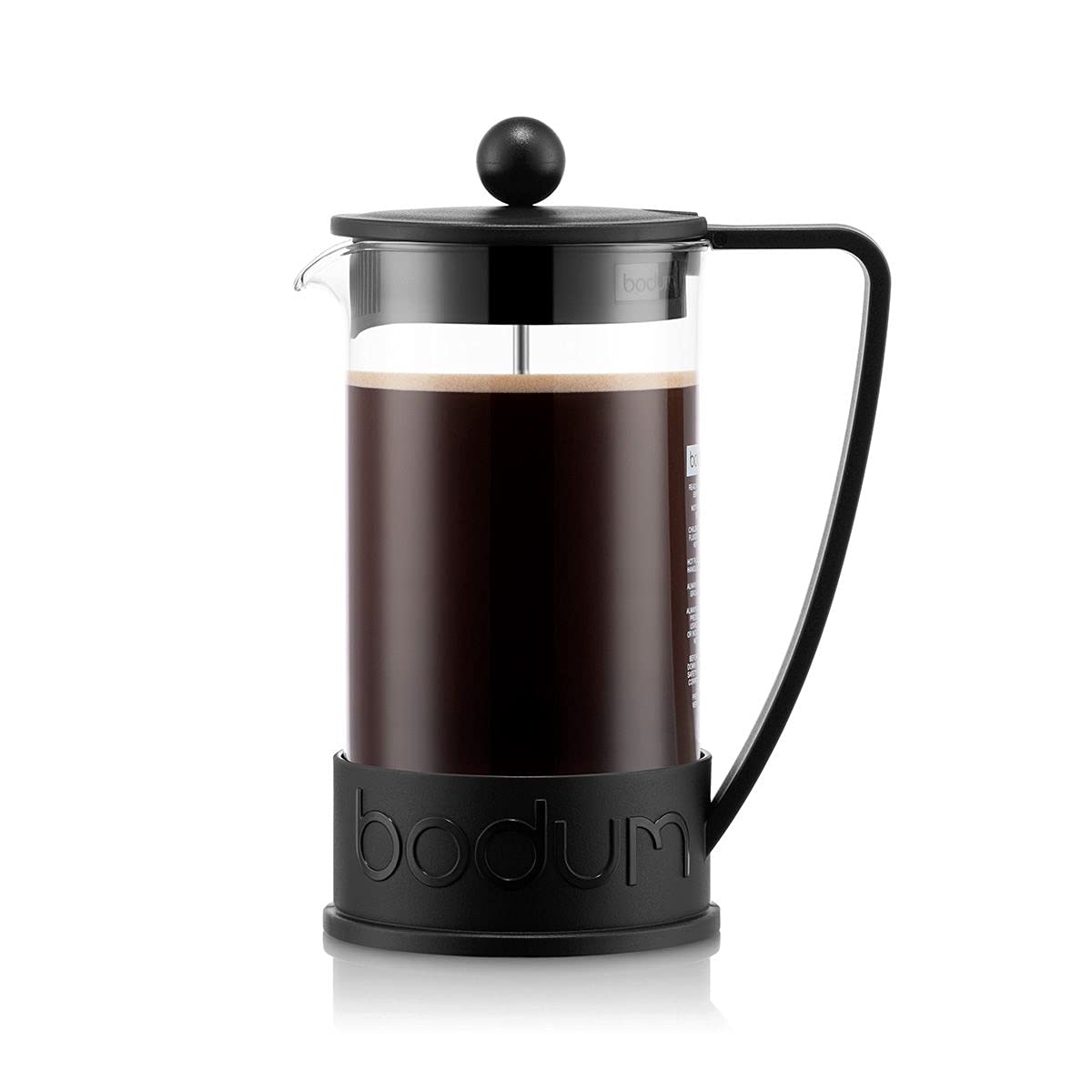 Bodum Brazil 12 Oz French Press Coffee Maker - Black, 3 Cup Stainless Steel Plunger for Rich Flavor | Perfect for Home, Office & Camping Brewing