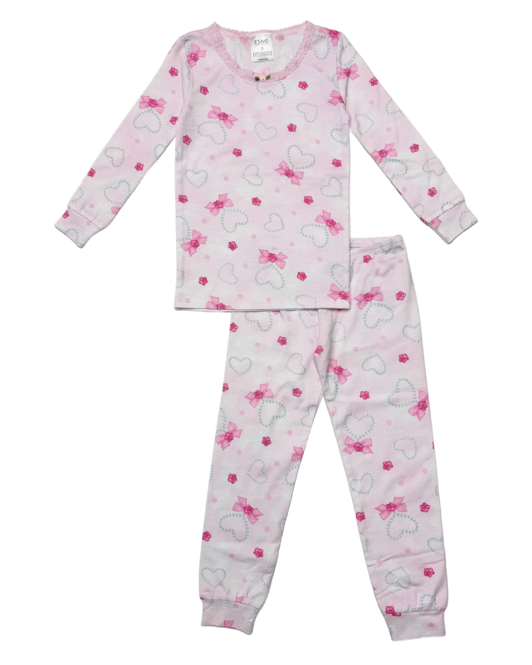 Pearly Hearts Women's Pajama Set - Soft Cotton Sleepwear for Women, Cute Valentine's Gift, Lounge & Sleep Comfort (Pink/White) - Perfect for Valentine's Day, Anniversary Gifts & Cozy Nights at Home
