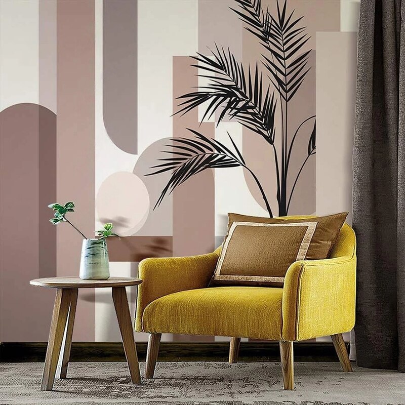 Abstract Leaves Wallpaper Mural - Premium Peel & Stick Wall Decor for Living Room, Bedroom, Office | Easy DIY Installation | Nature-Inspired Home Transformation
