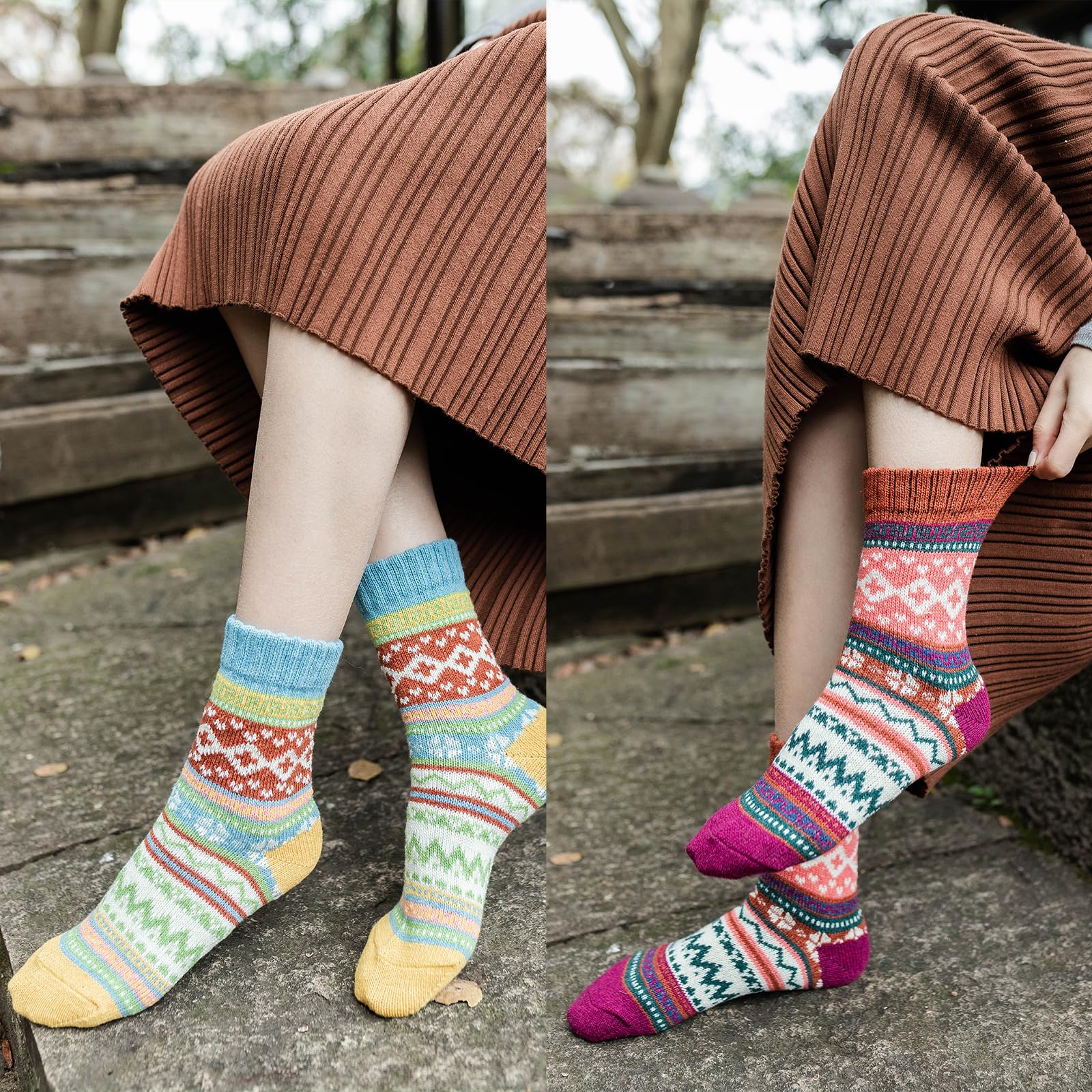 Warm Wool Socks for Women - 5 Pairs Cozy Winter Socks for Athletic & Casual Wear