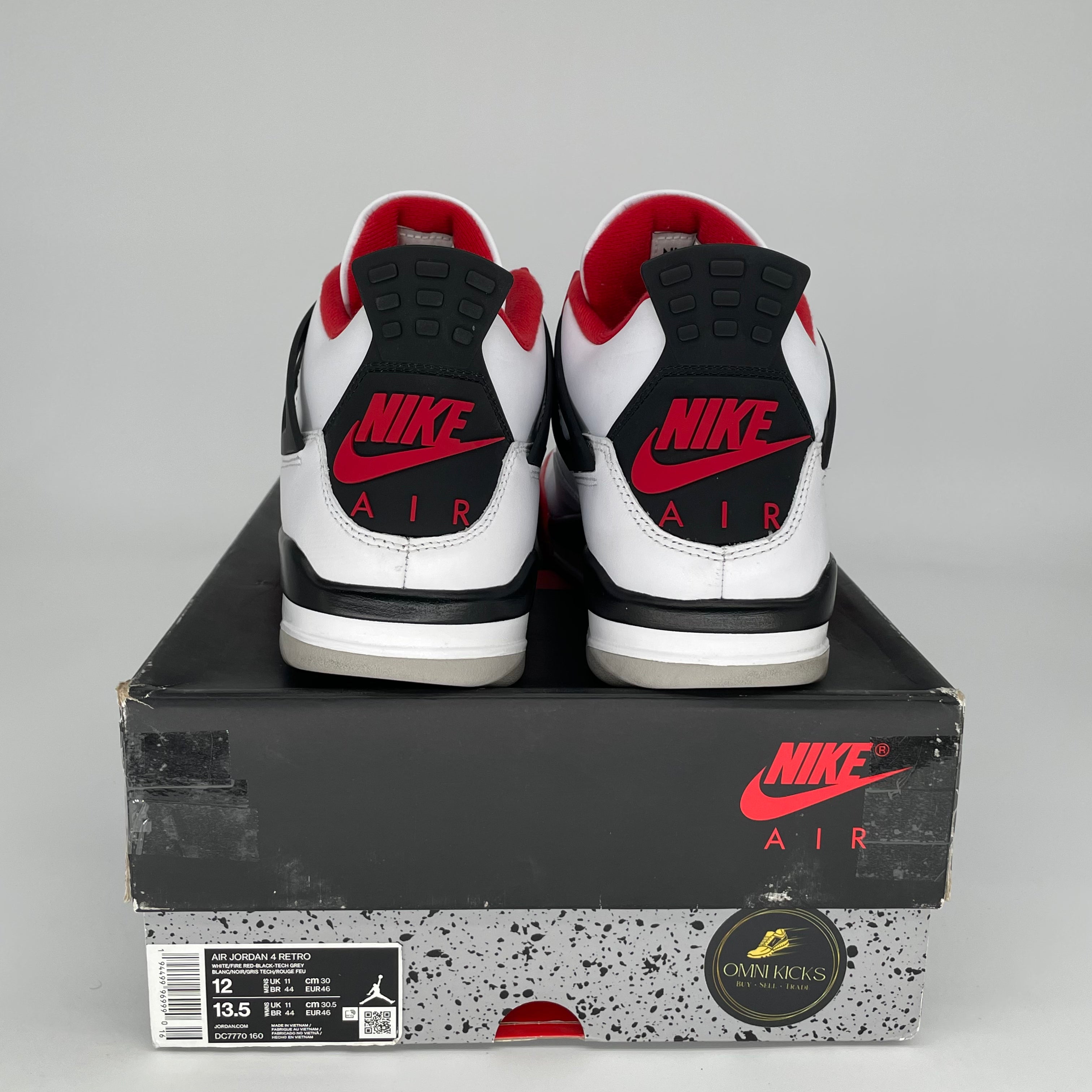 AIR JORDAN 4 Retro Fire Red Men's Basketball Shoes Size 12 - DC7770-160 | Authentic Sneakers for Streetwear & Basketball Games
