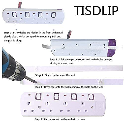 4-Way Extension Lead with 1.8M/5.9FT Cable, Multi Socket Power Strip - White | Mountable for Home, Office & Workshop Use | TISDLIP Plug Extension for Electronics & Appliances