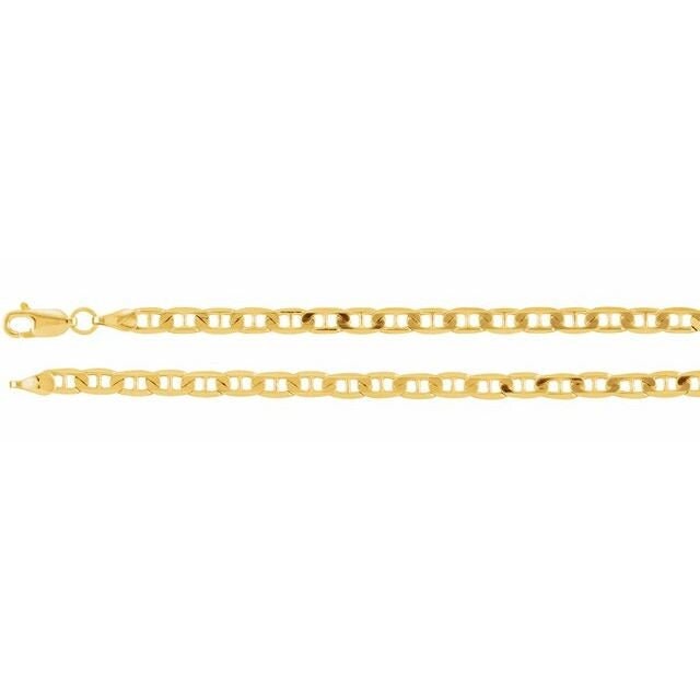 14K Solid Gold Medium Curbed Anchor Chain Necklace - 3.7mm Thick Rope Style for Men & Women - 16 18 20 24 Inch Lengths - Perfect for Layering, Everyday Wear & Gift Giving