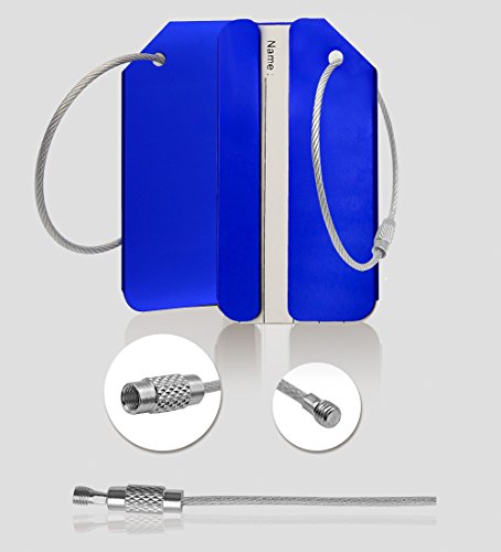 Durable Aluminum Luggage Tags (2-Pack, Blue) - Personalized Travel Baggage Identifier by CPACC - Perfect for Suitcases, Backpacks & Carry-Ons During Air Travel & Vacations