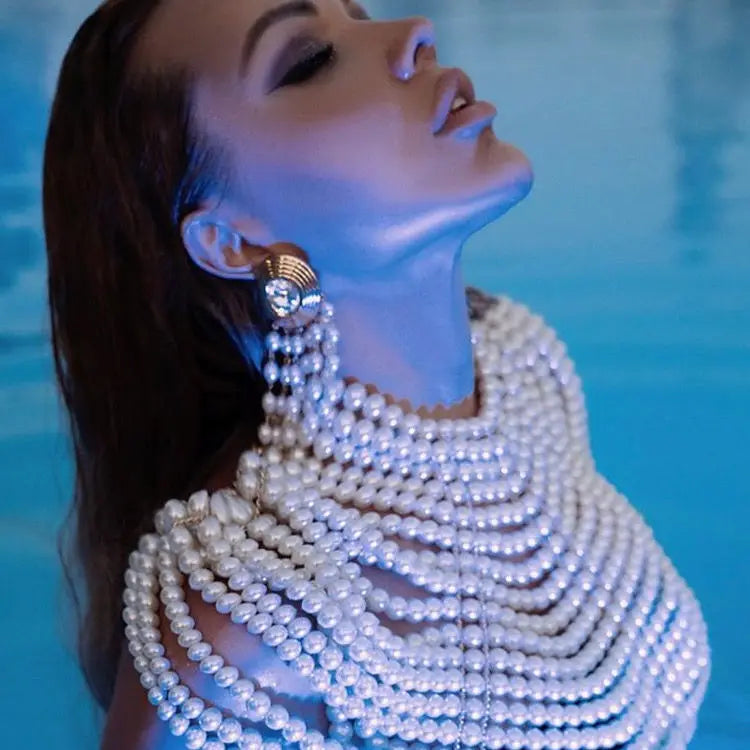 Elegant Handmade Pearl Shawl for Women - European & American High Street Holiday Fashion Cape Smock Outerwear - Perfect for Celebrity Parties, Weddings & Evening Events