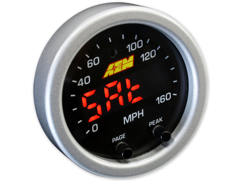 AEM X Series 0-160 MPH Black Bezel GPS Speedometer Gauge with Black Face - High Performance Digital Speed Gauge for Cars, Trucks & Motorcycles - Track Racing, Off-Road & Street Use