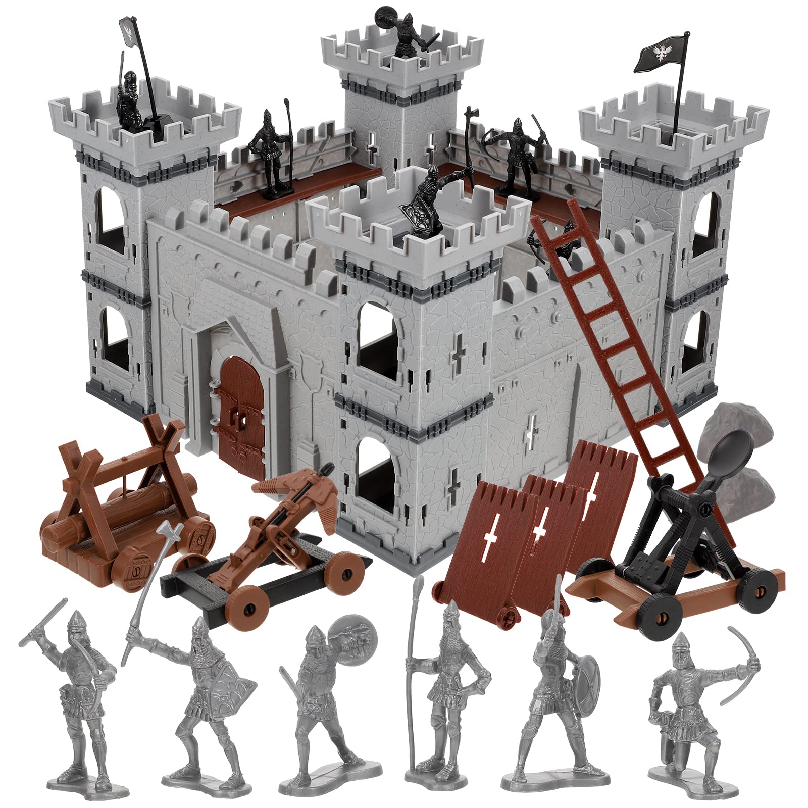 LUOZZY Medieval Knight Toys Set - DIY Military Castle Building Kit with Army Men Figures for Boys - Creative Play & Battle Scenes - Perfect for Role Play, Gift & Collectible Display