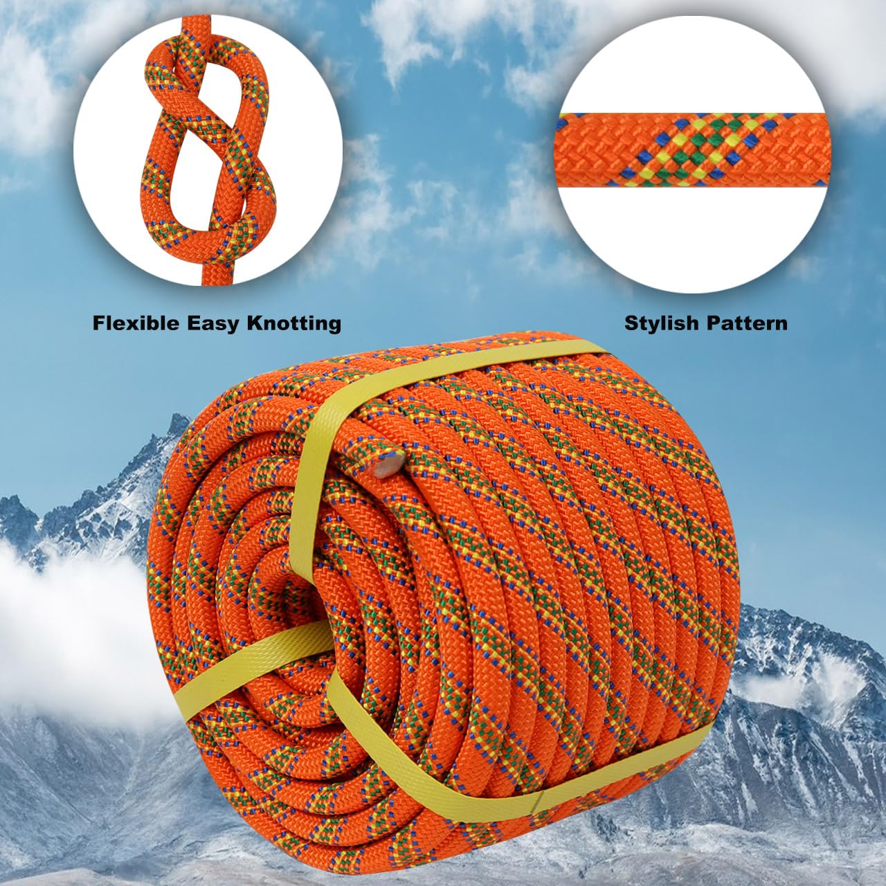 1/2 Inch x 100 Feet Double Braided Arborist Rope - High Strength Polyester Climbing Rope for Tree Work, Halyard & Sailing (Orange) - Perfect for Professional Arborists, Sailors & Outdoor Enthusiasts