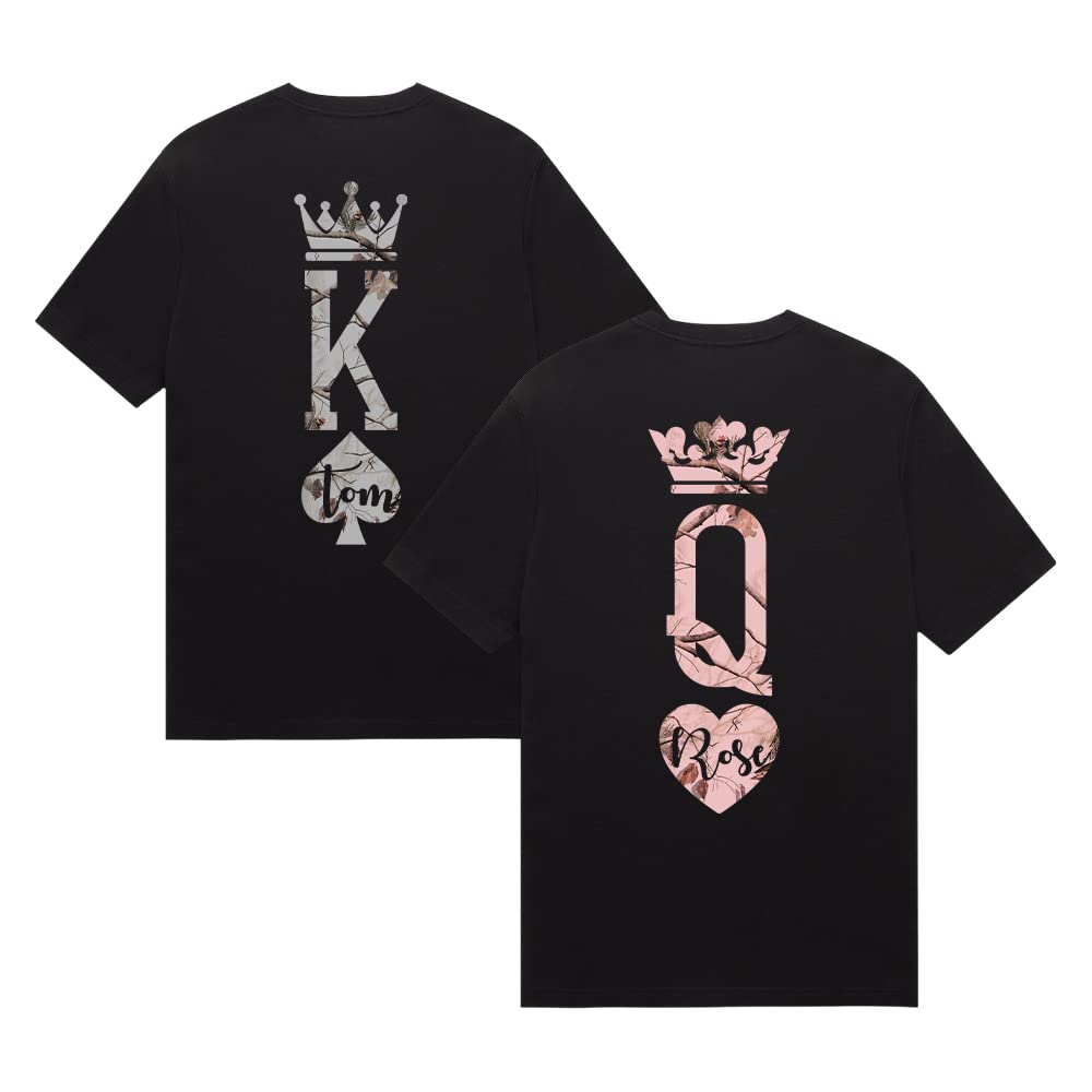 His & Her King Queen Matching Tshirts - Couple Valentine Gifts for Date Nights